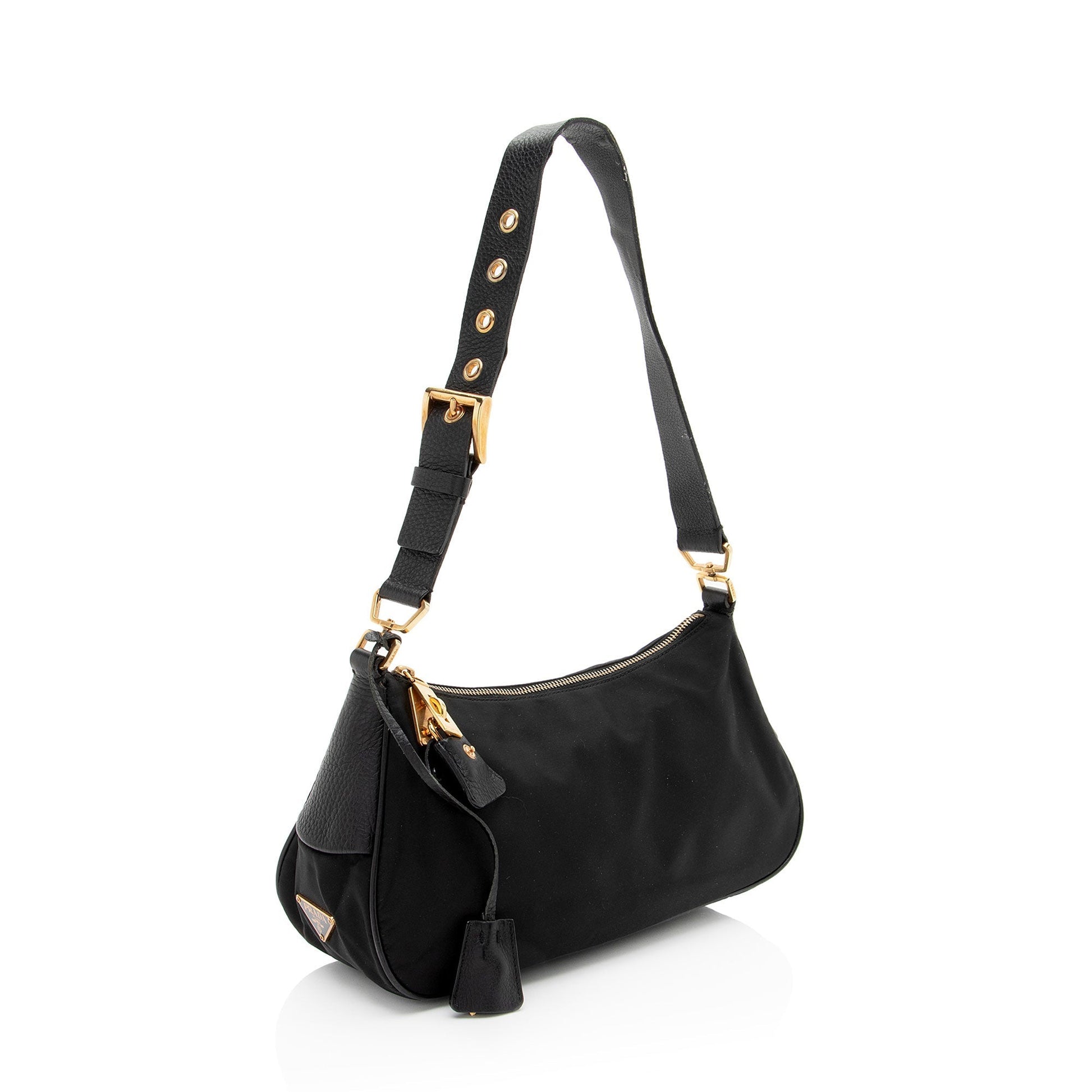 Prada Tessuto Daino Lock Shoulder Bag Vitello Zip