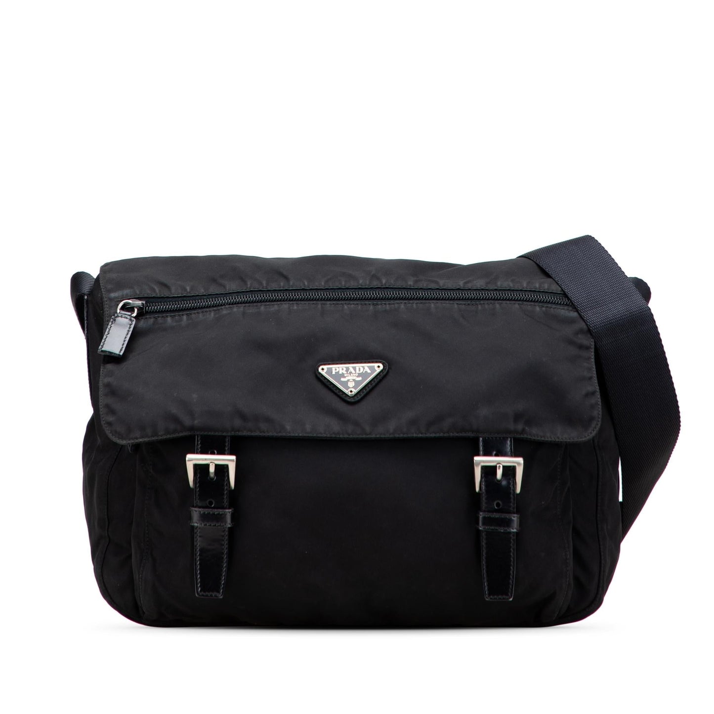 Prada Tessuto Double Buckle Messenger Bag Zip Crossbody Bag Messenger Bag 2