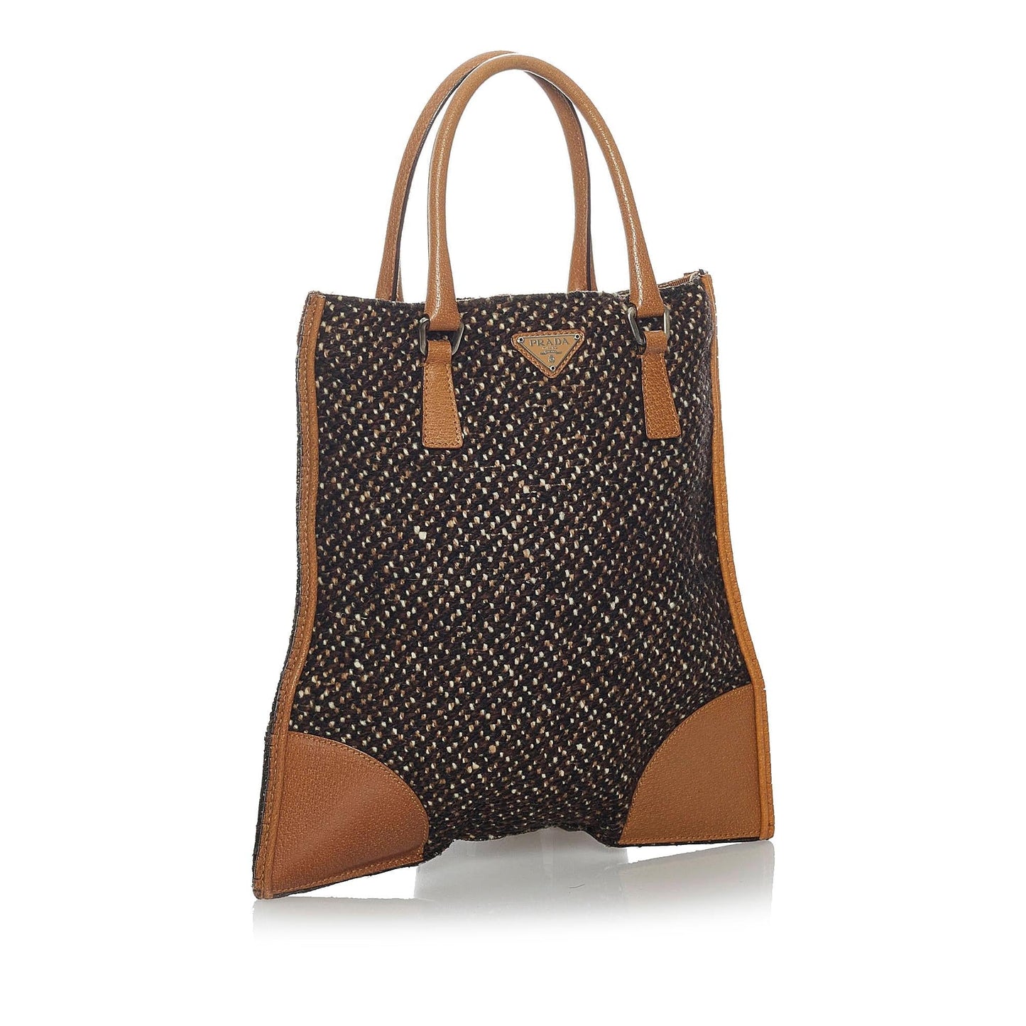 Prada Tweed Handbag Shg Satchel Bag