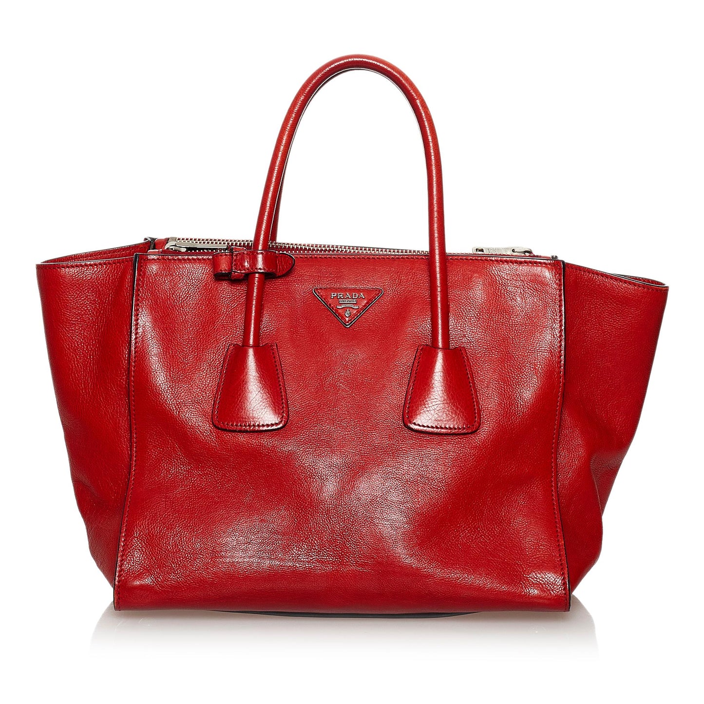 Prada Twin Pocket Tote Bag Shg Leather