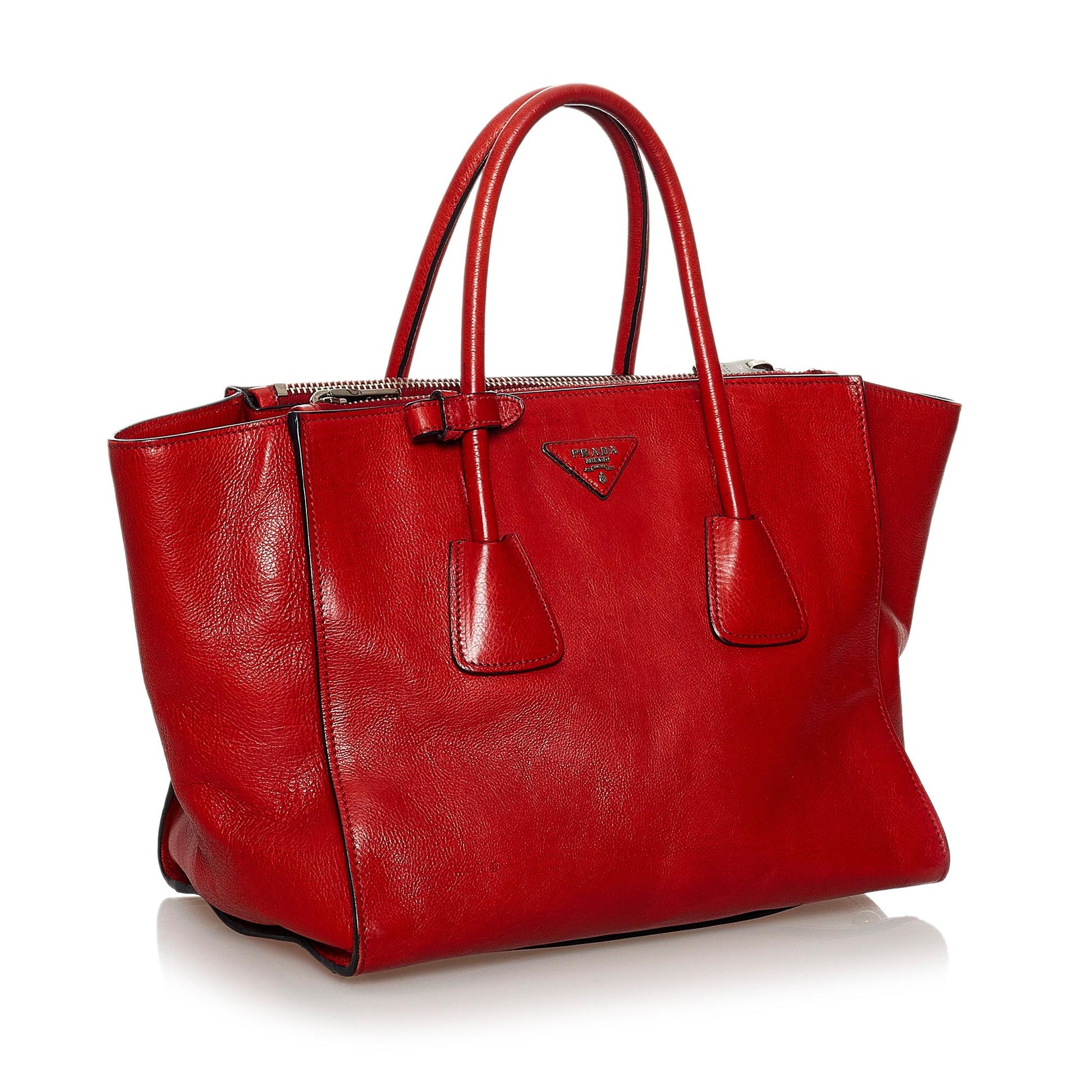 Prada Twin Pocket Tote Bag Shg Leather