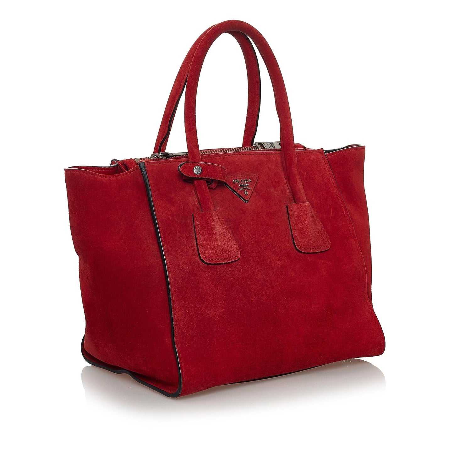 Prada Twin Pocket Tote Bag Shg Suede