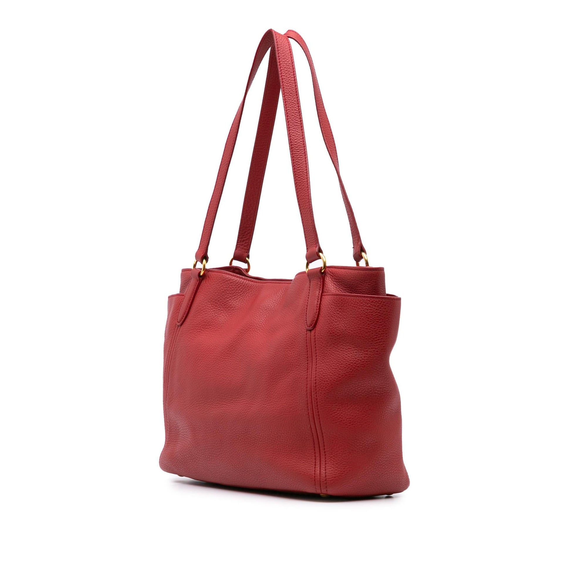 Prada Daino Double Pocket Tote Vitello Tote Bag