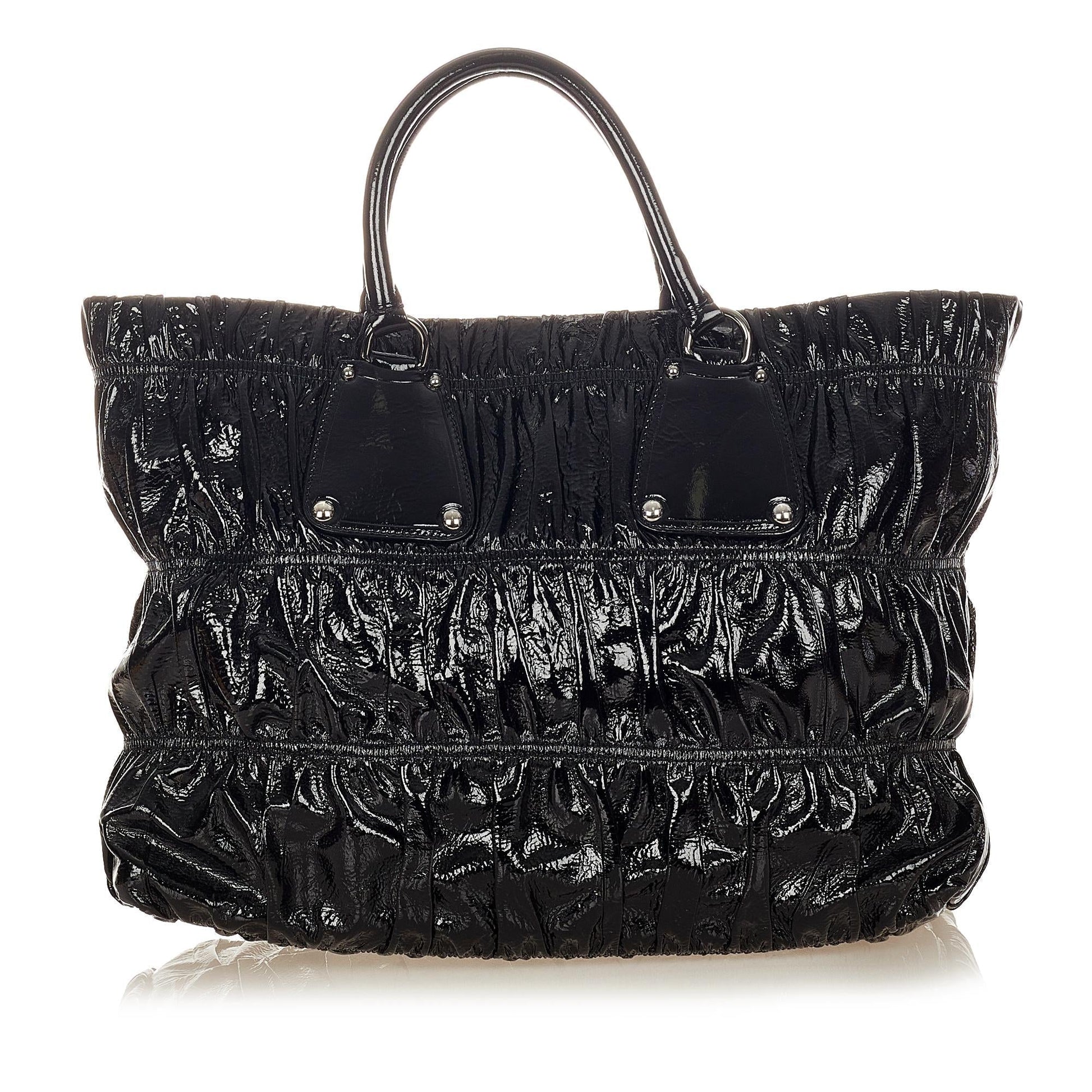 Prada Vernice Gaufre Tote Bag Shg