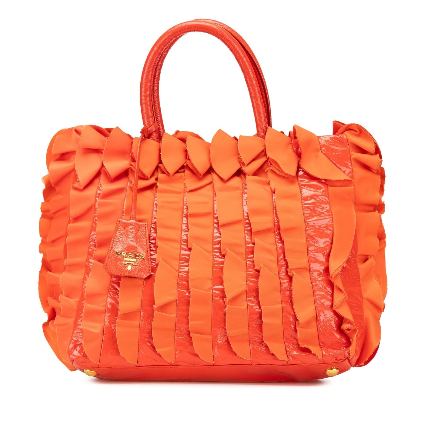 Prada Vernice And Tessuto Ruffle Tote Tote Bag