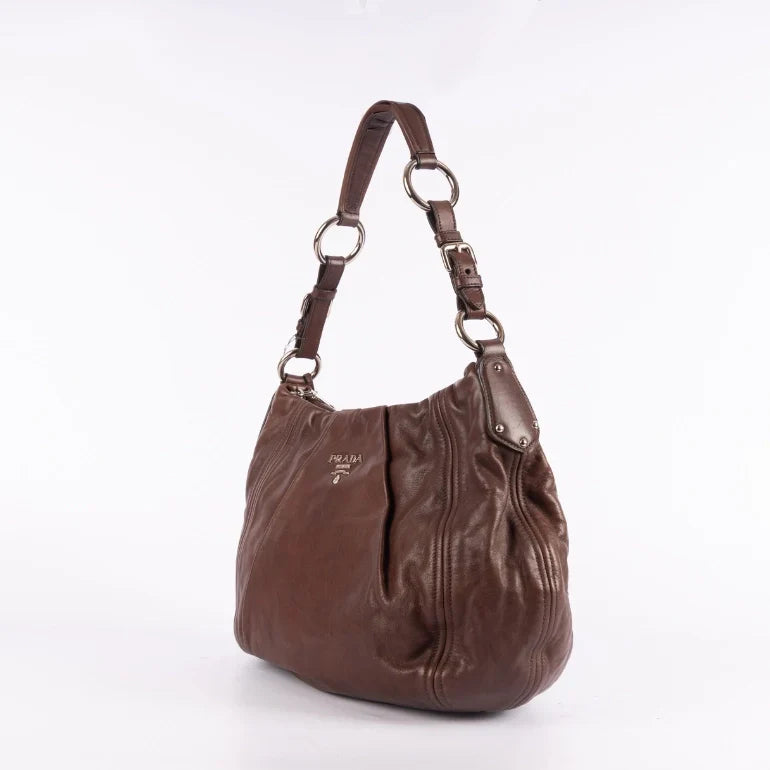 Prada Daino Bruciato Hobo Bag Vitello Shoulder Bag