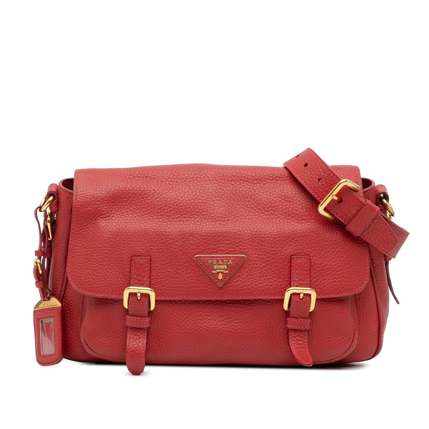 Prada Daino Double Buckle Messenger Bag Vitello Crossbody Bag