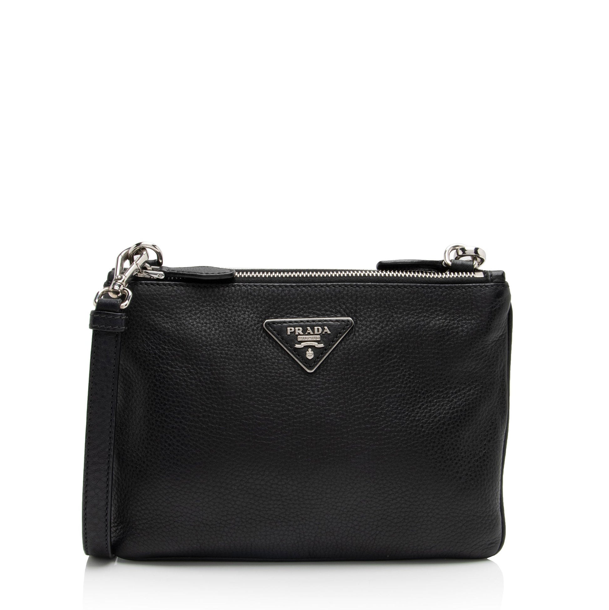 Prada Daino Double Crossbody Shf Swcnuz Vitello Zip Crossbody Bag