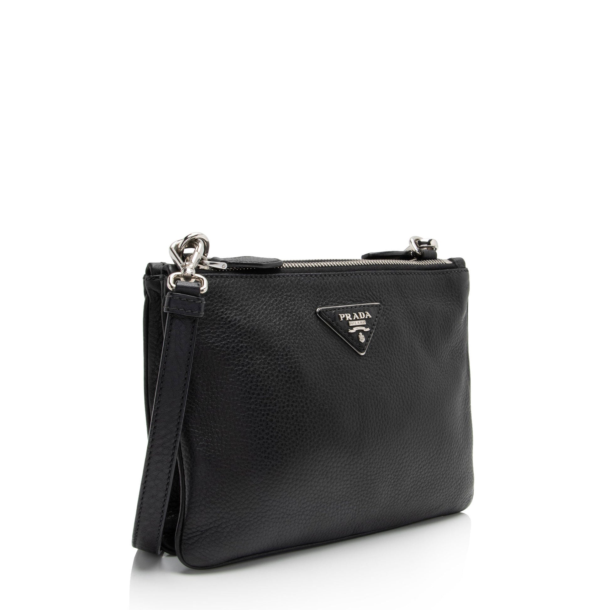 Prada Daino Double Crossbody Shf Swcnuz Vitello Zip Crossbody Bag