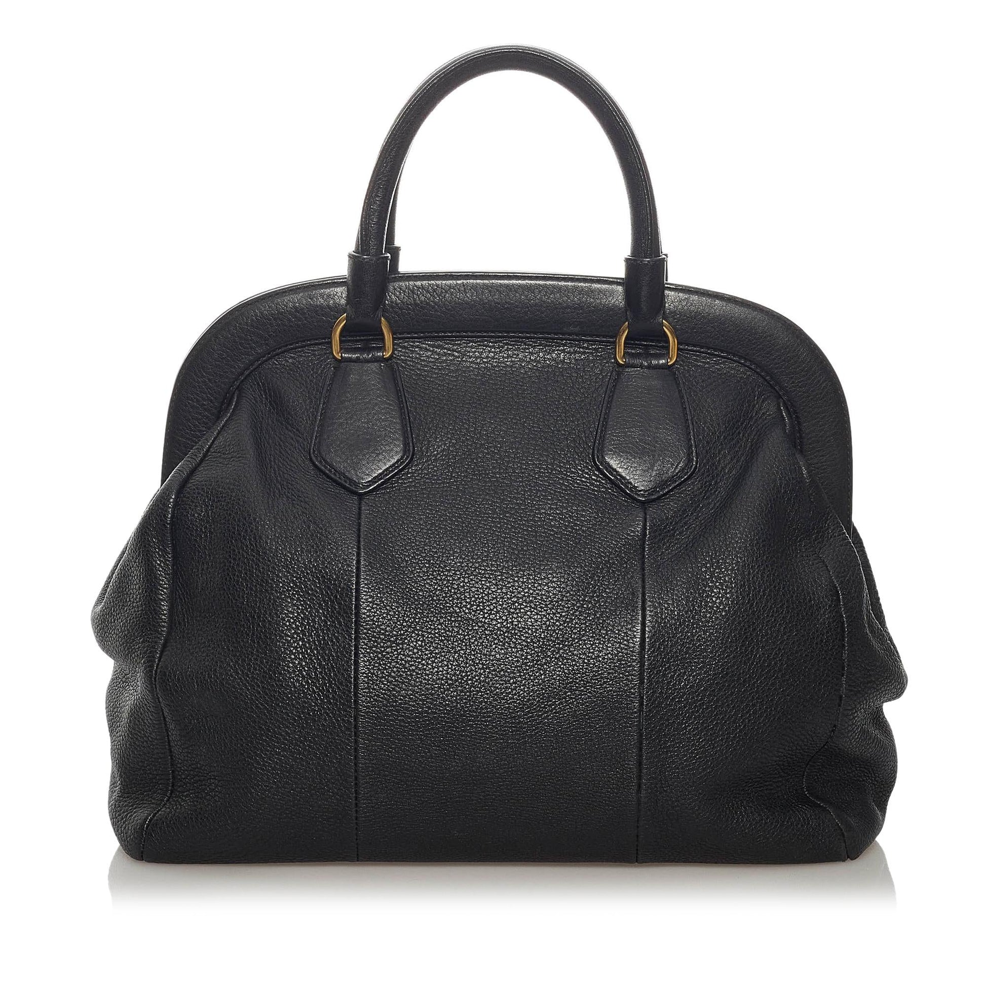 Prada Daino Frame Tote Bag Shg Vitello