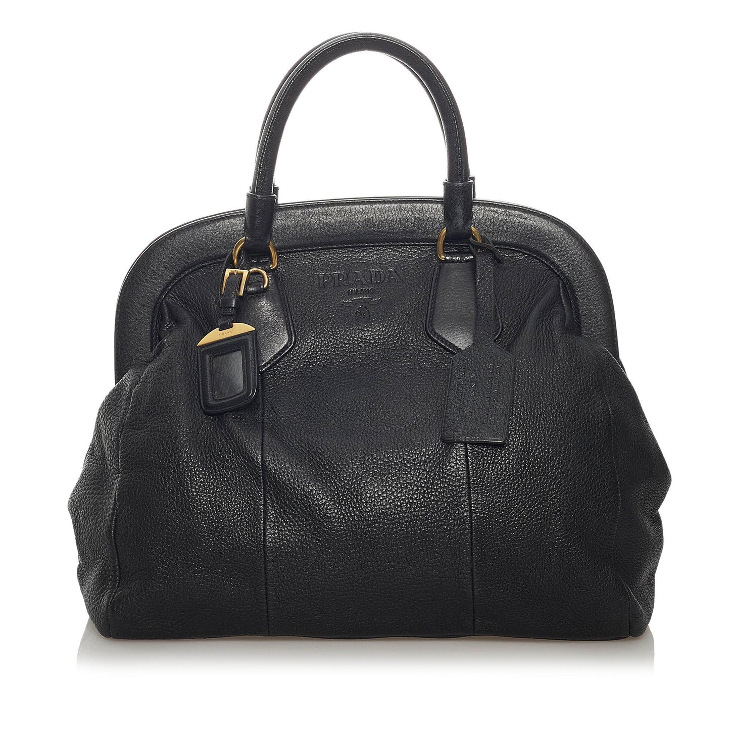 Prada Daino Frame Tote Bag Shg Vitello