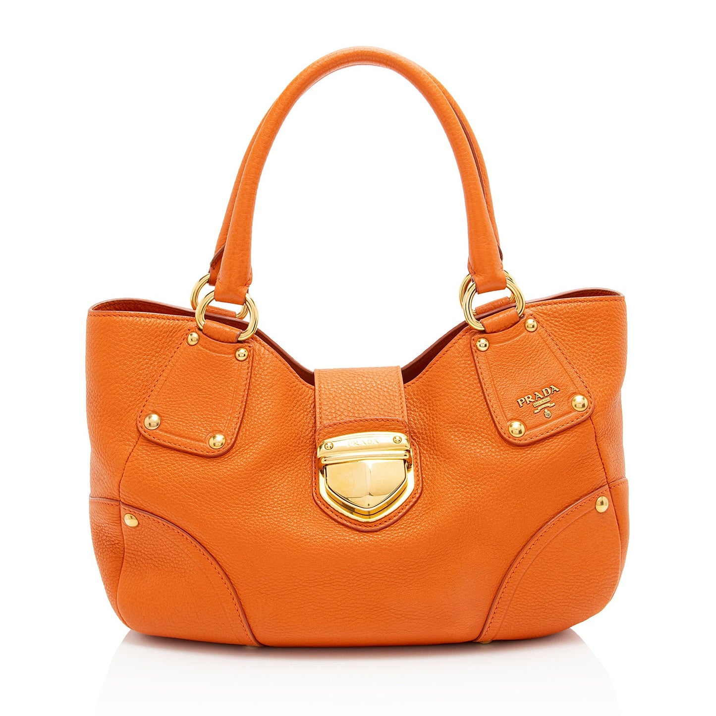 Prada Daino Pushlock Tote Shf Ijn3St Leather Vitello Tote Bag