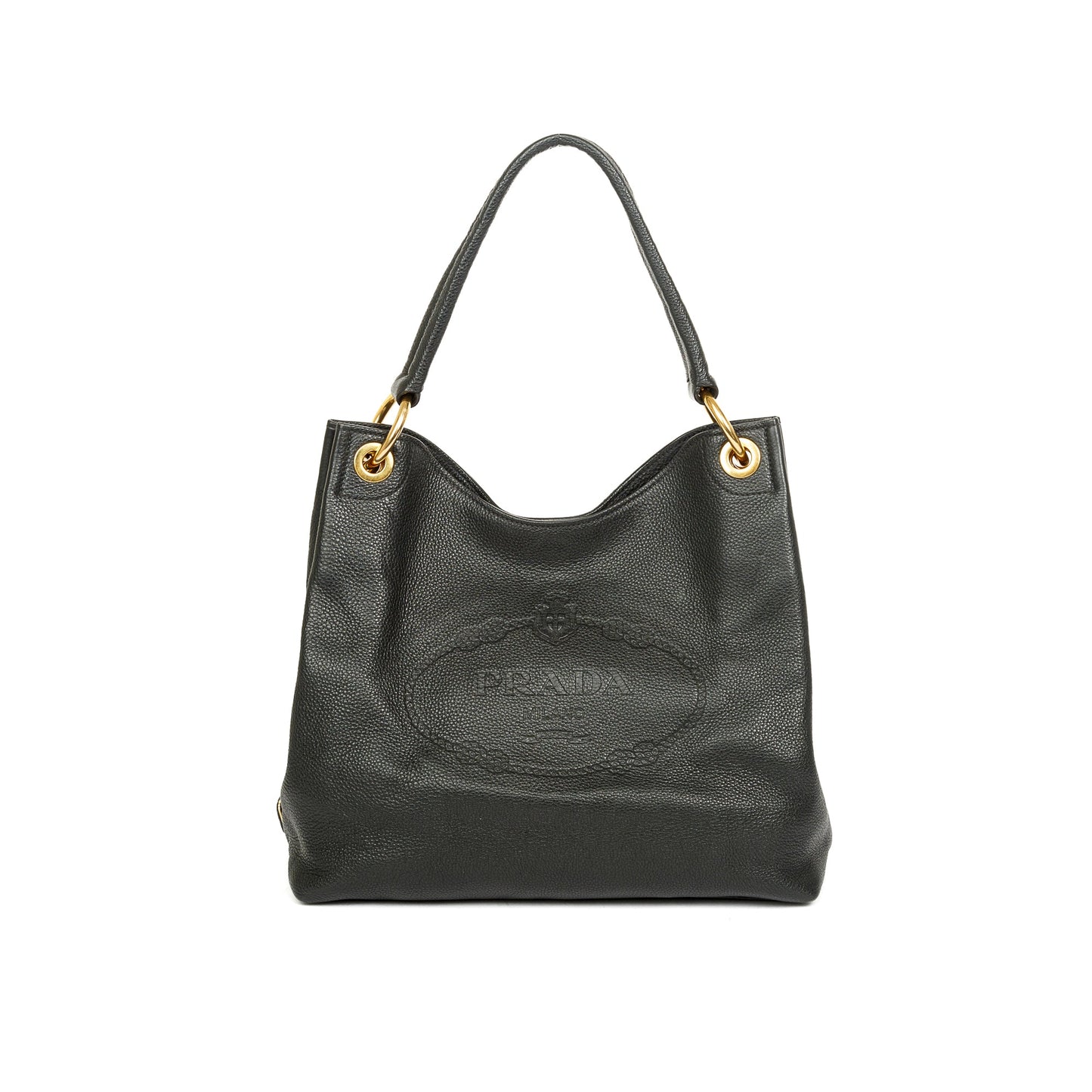 Prada Vitello Daino Hobo Bag Medium Logo Travel Bag