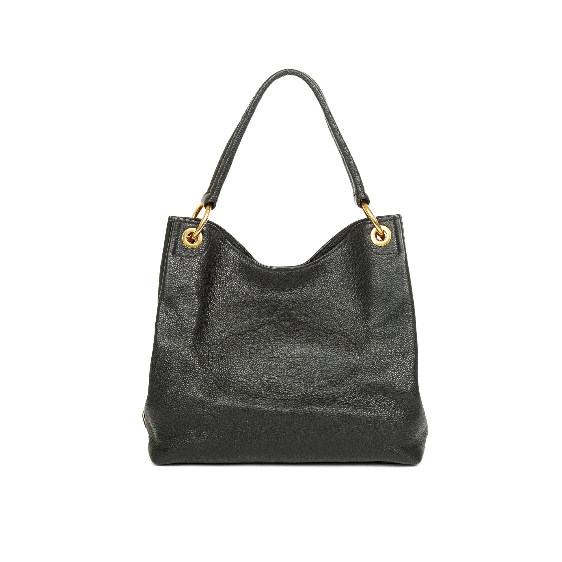 Prada Vitello Daino Hobo Bag Medium Logo Travel Bag