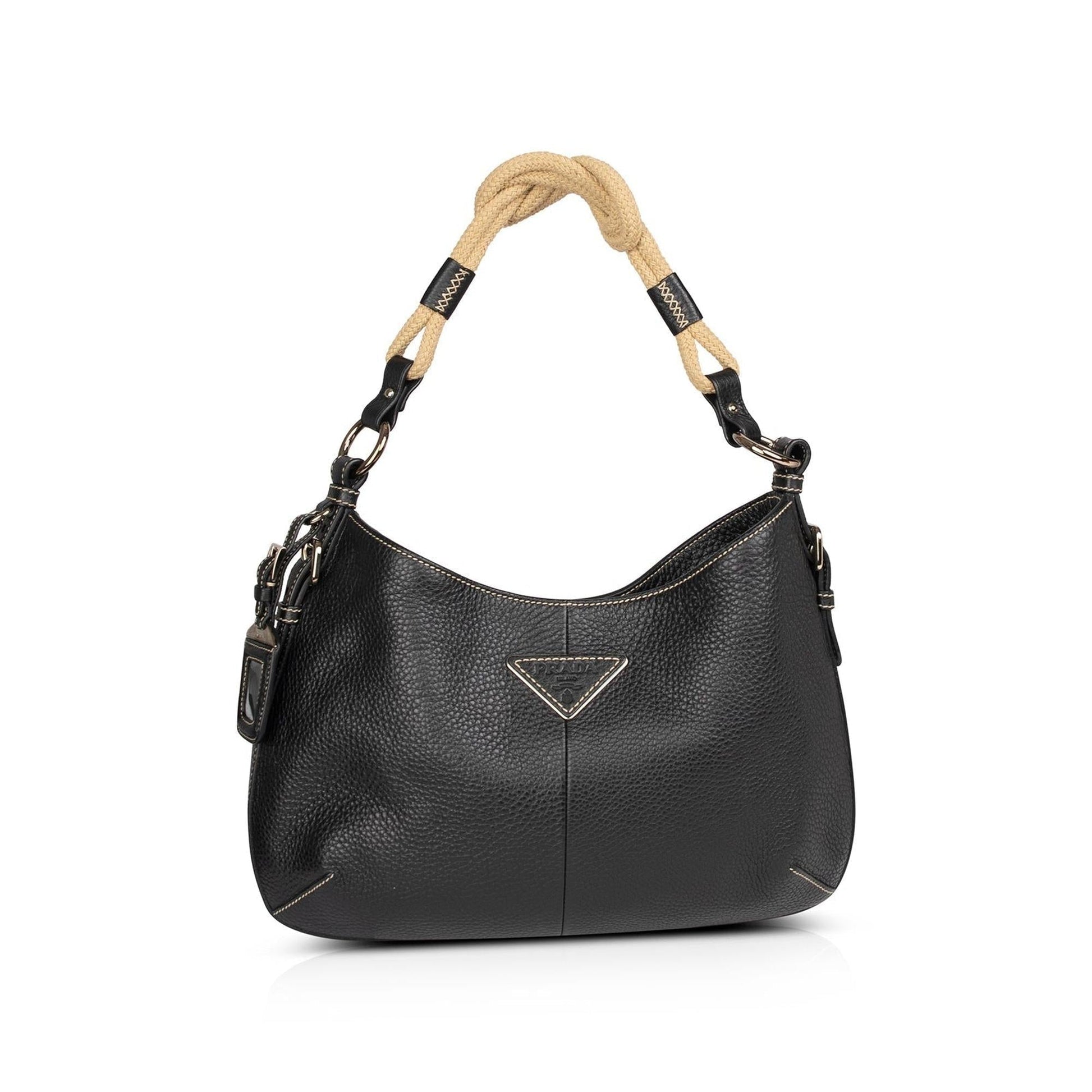 Prada Vitello Daino Rope Knot Hobo Handbag Travel Bag