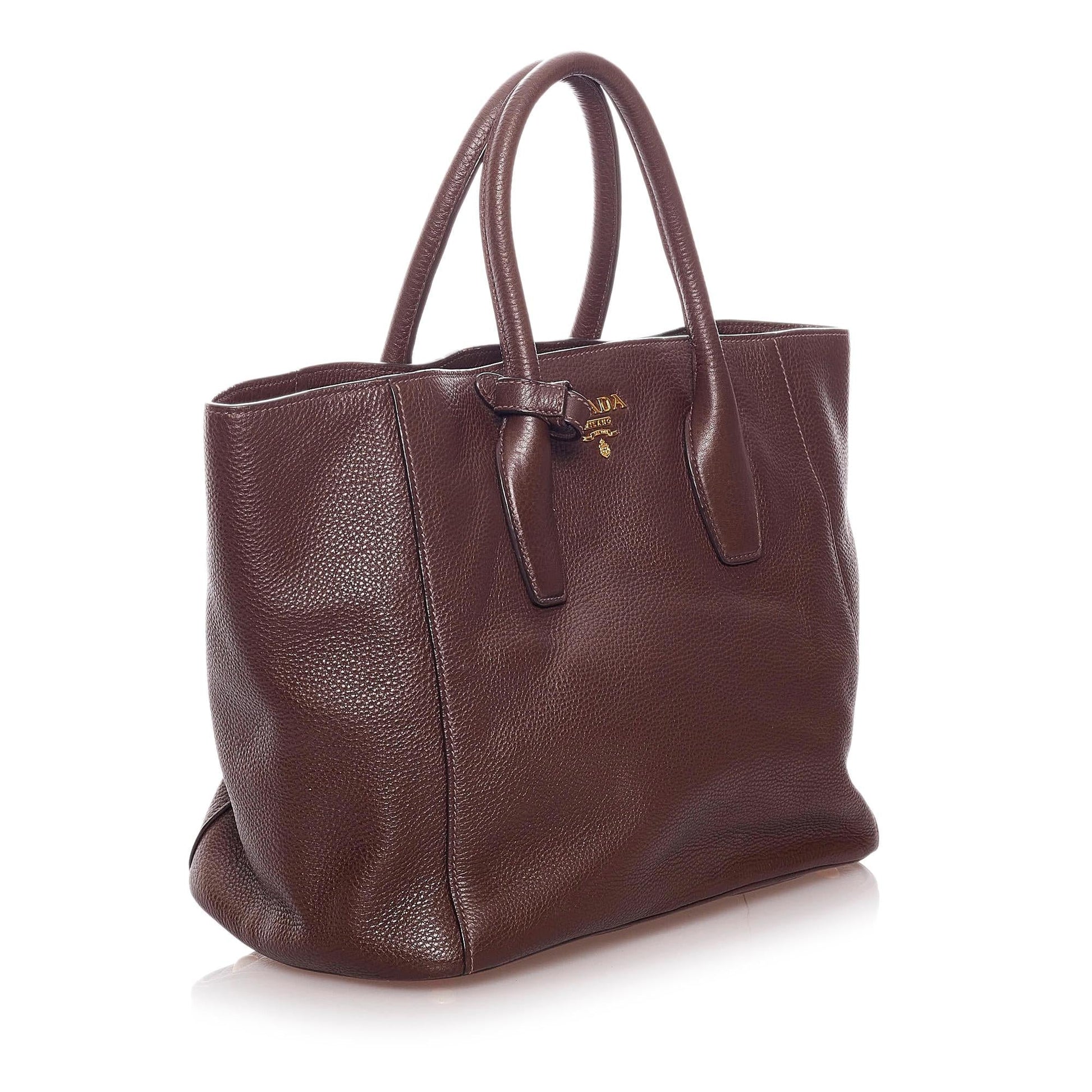 Prada Daino Shopper Tote Bag Shg Vitello