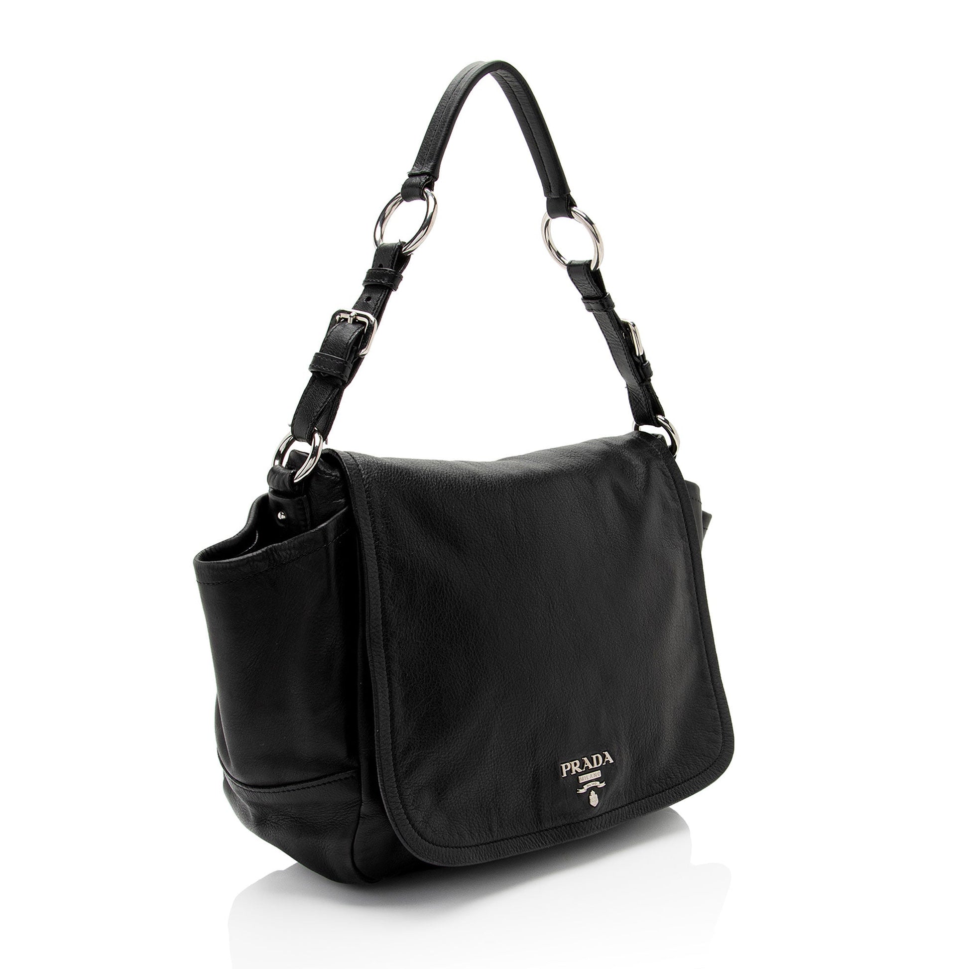 Prada Daino Side Pocket Bag Shf Cfyvug Vitello Flap Shoulder Bag