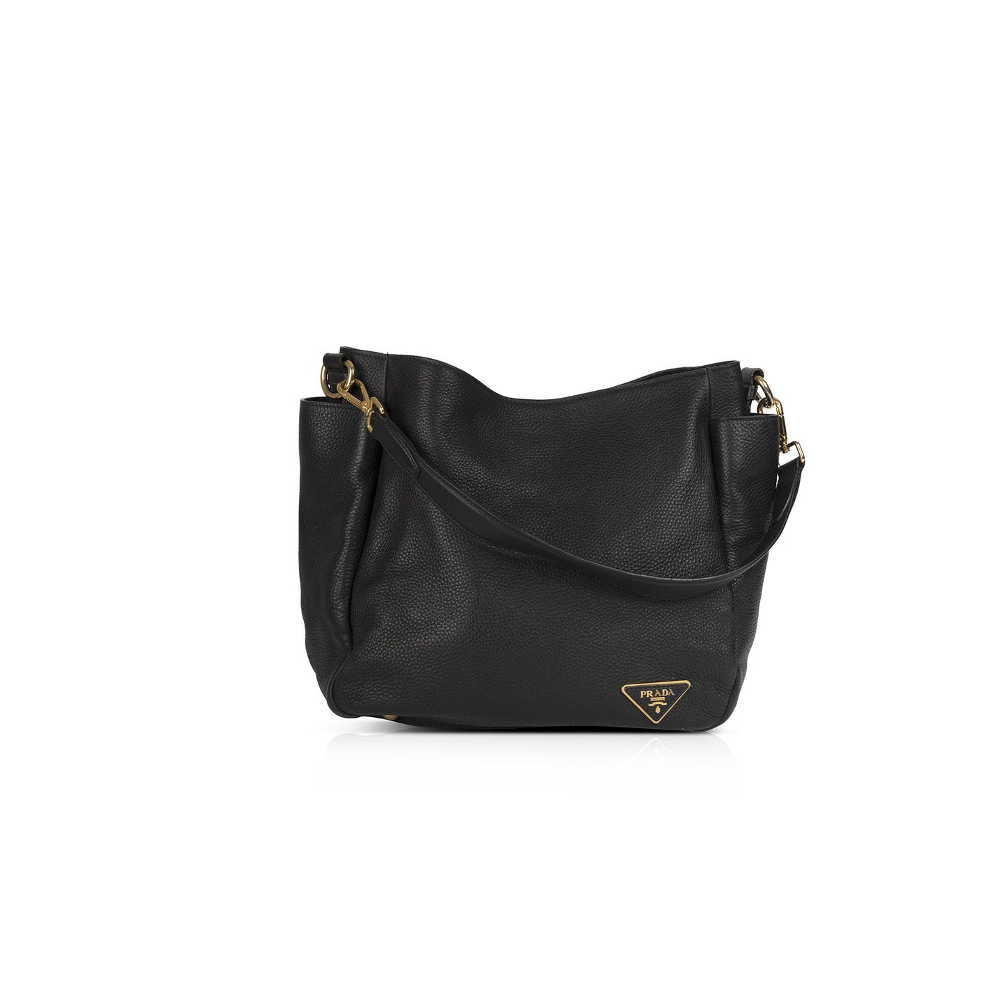 Prada Vitello Daino Side Pocket Hobo Handbag Travel Bag