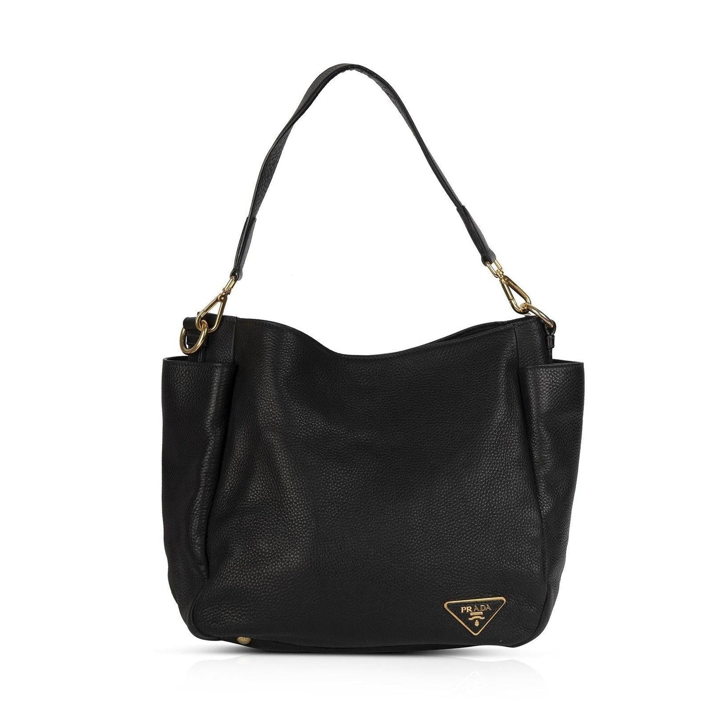 Prada Vitello Daino Side Pocket Hobo Handbag Travel Bag