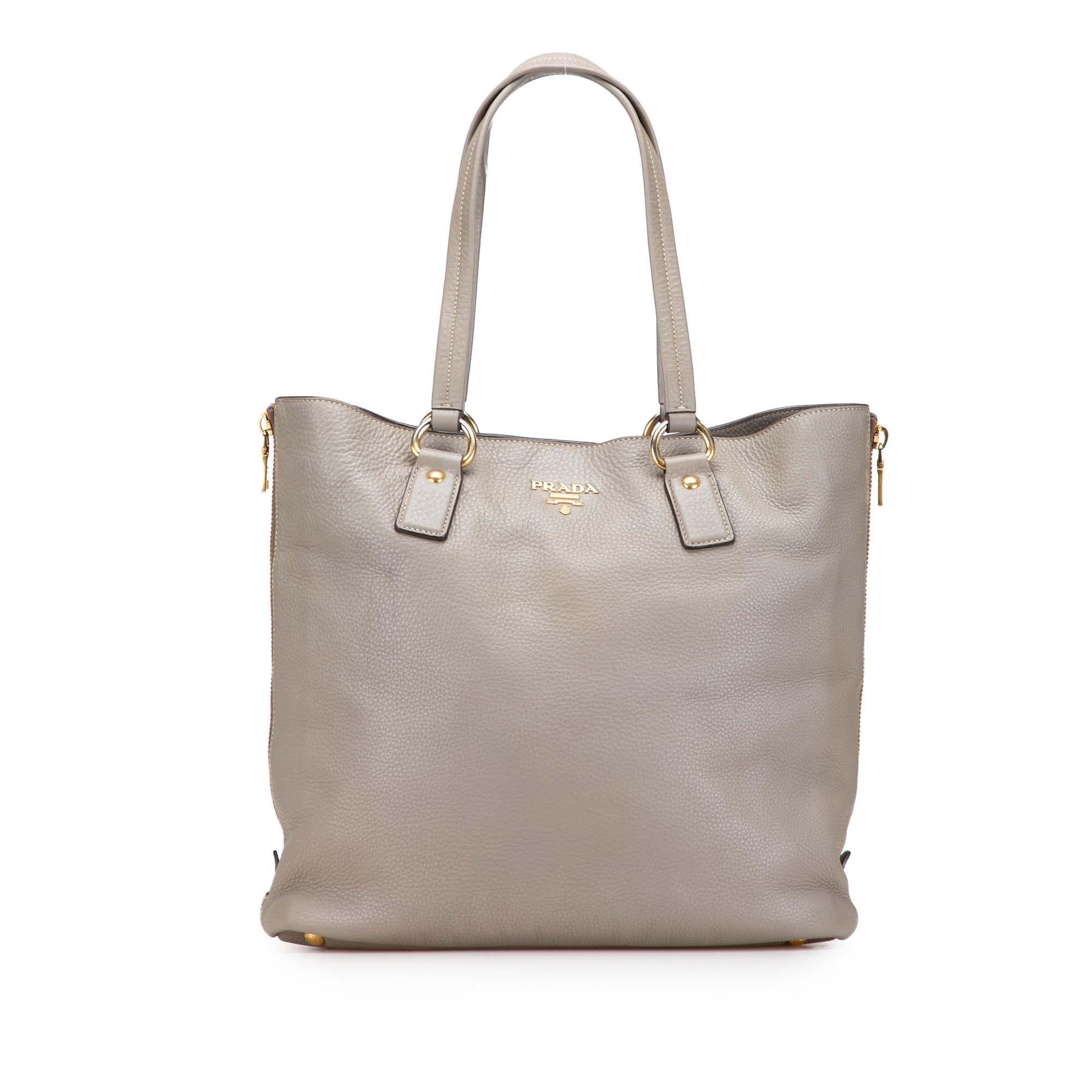 Prada Daino Side Shopper Tote Vitello Zip Tote Bag