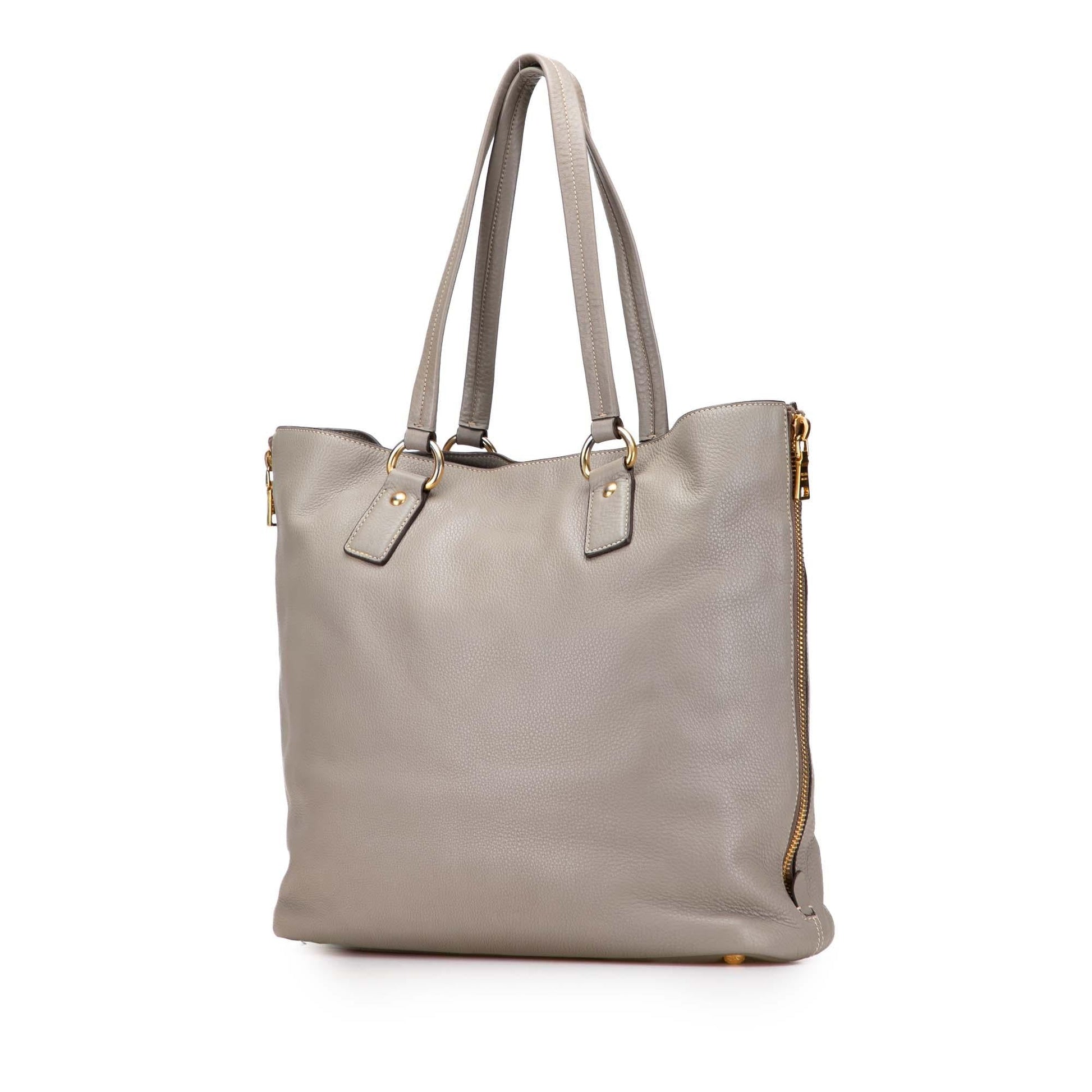 Prada Daino Side Shopper Tote Vitello Zip Tote Bag