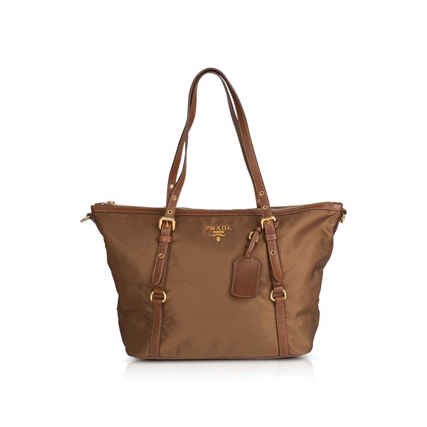 Prada Vitello Daino Trimmed Tessuto Tote Handbag Nylon Tote Bag