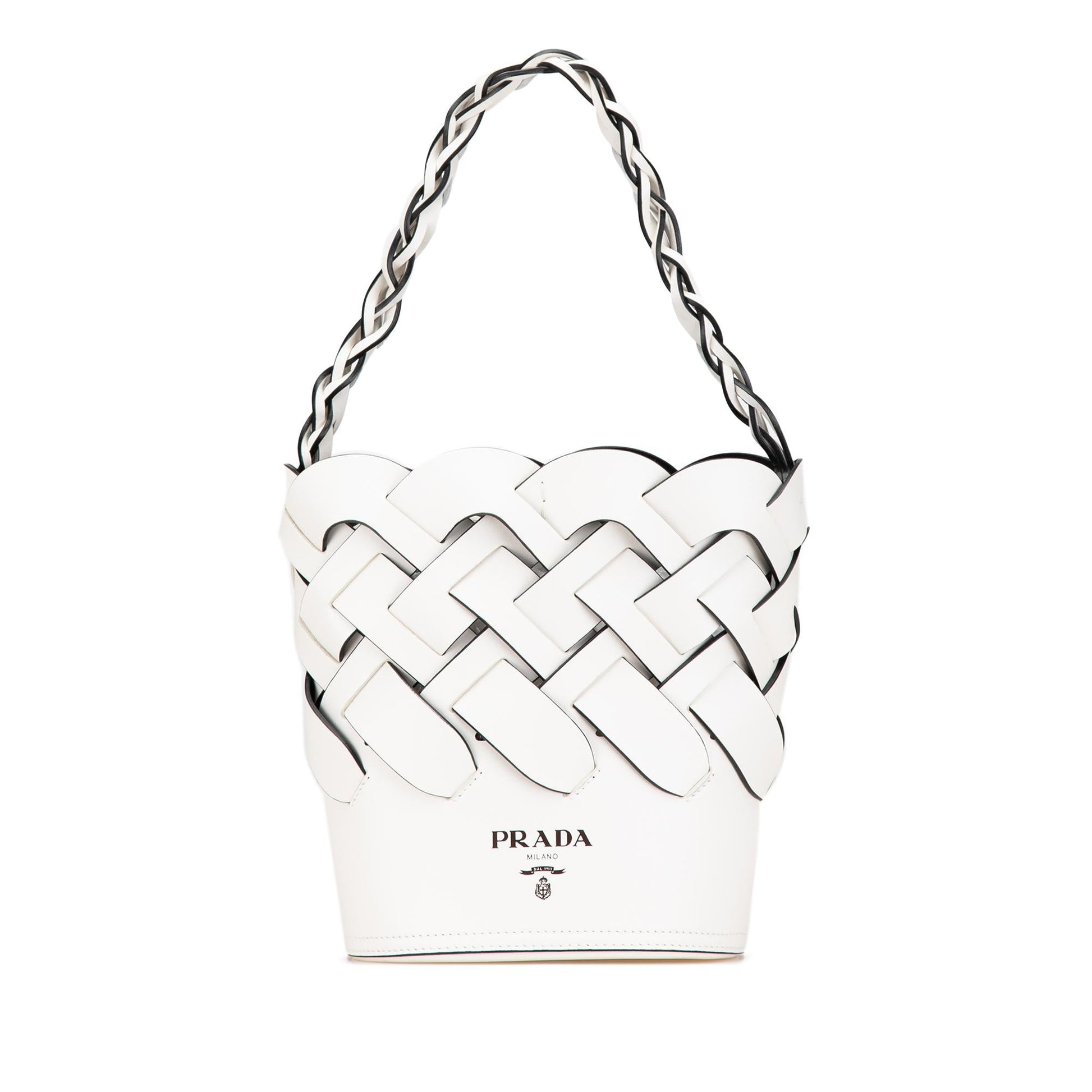 Prada Intreccio Tress Bag Vitello Bucket Shoulder Bag