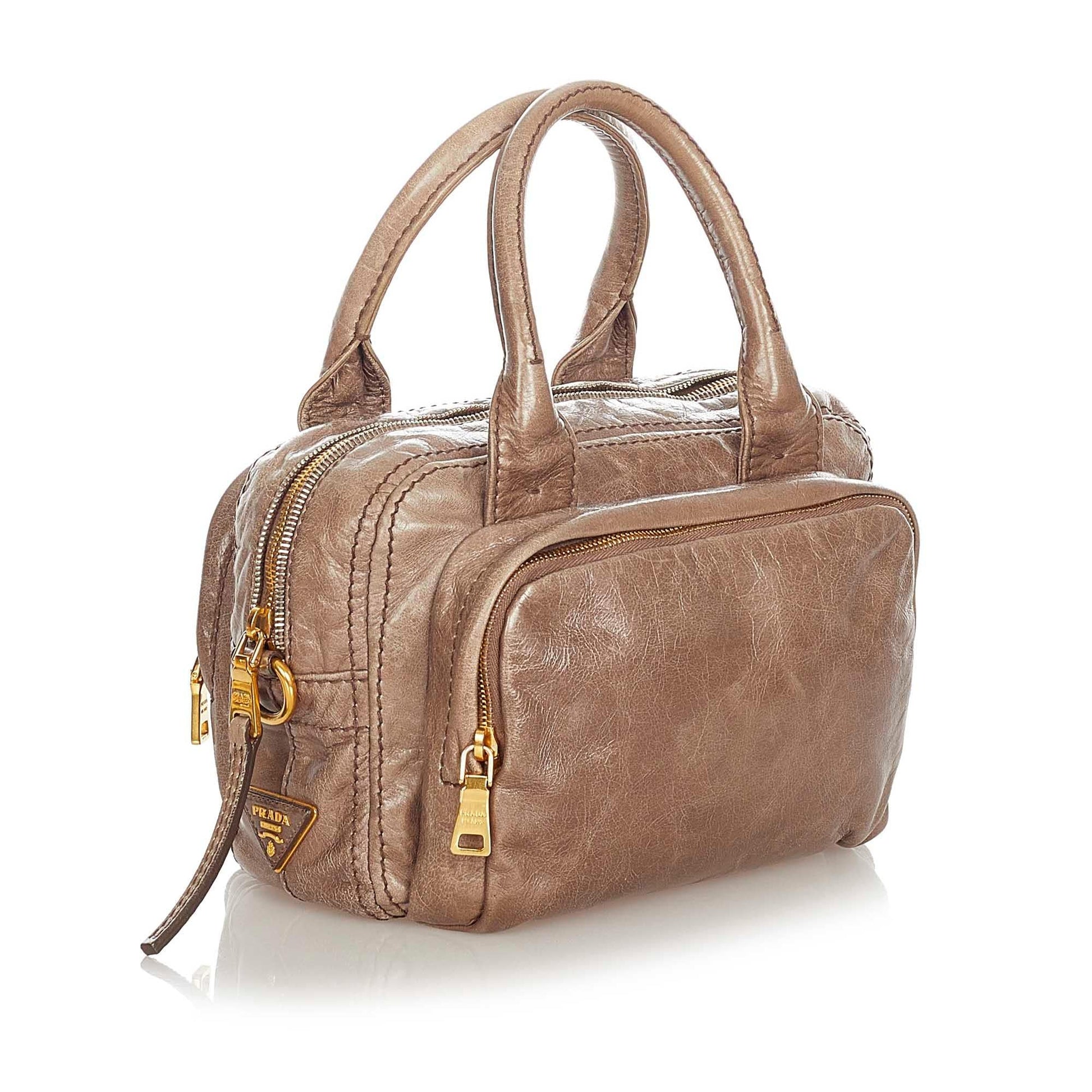 Prada Shine Bauletto Satchel Shg Vitello Satchel Bag