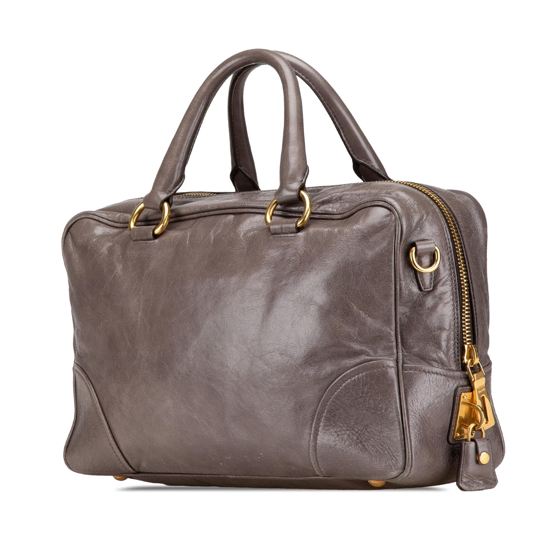 Prada Shine Bauletto Satchel Vitello Satchel Bag