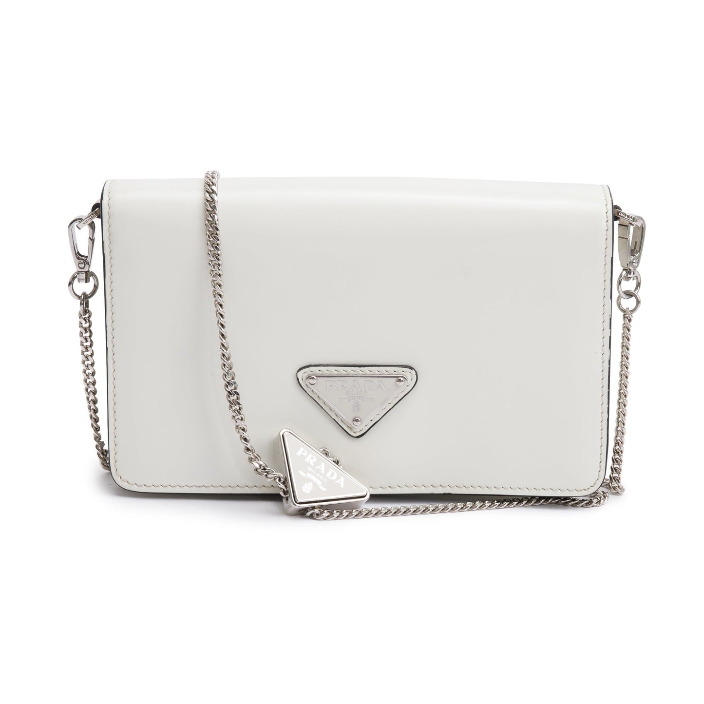 Prada Brushed Shoulder Bag Leather White