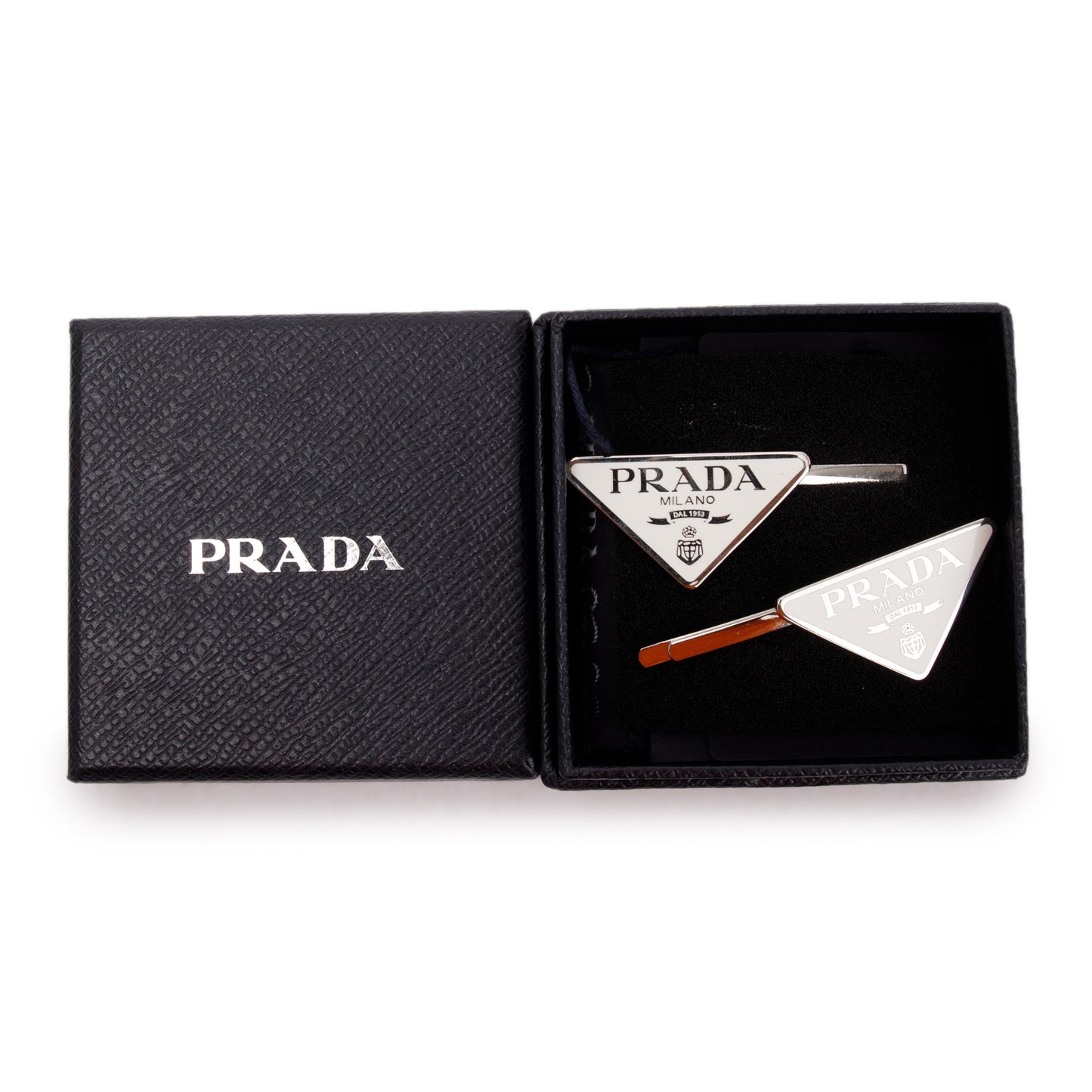 Prada Metal Hair Clip Handbag White Travel Bag