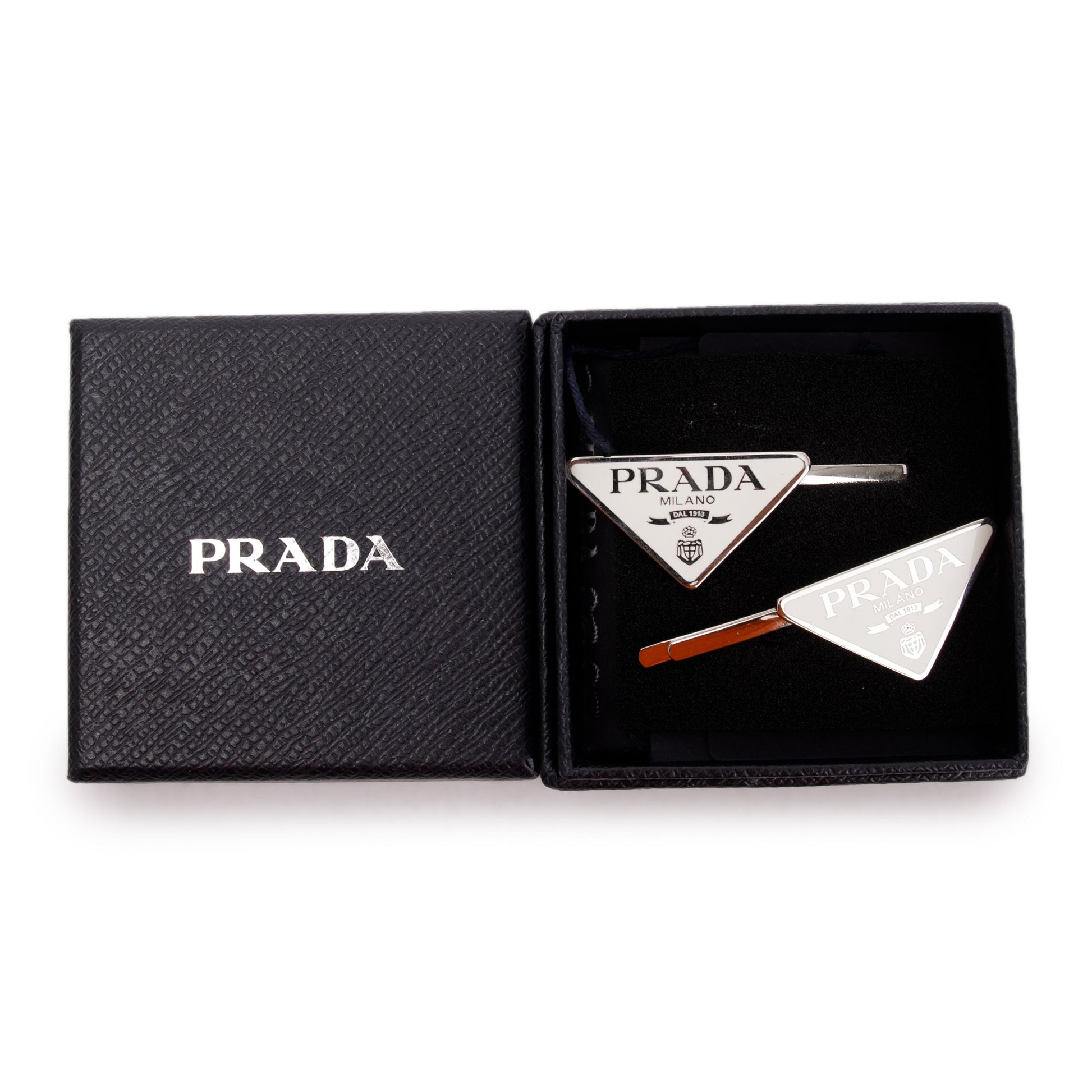 Prada Metal Hair Clip Handbag White Travel Bag