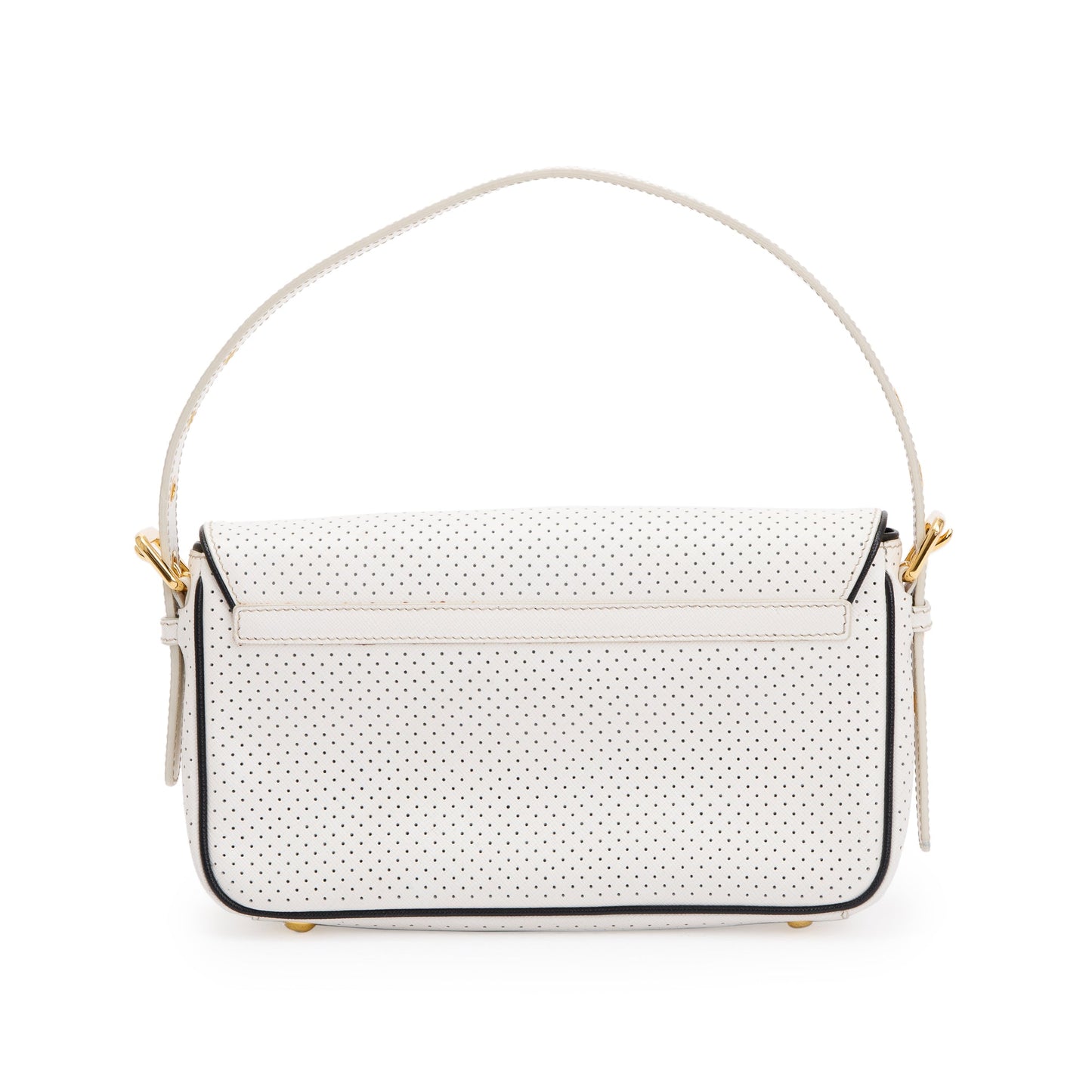 Prada Perforated Saffiano Fori Baguette Bag Leather White Travel Bag