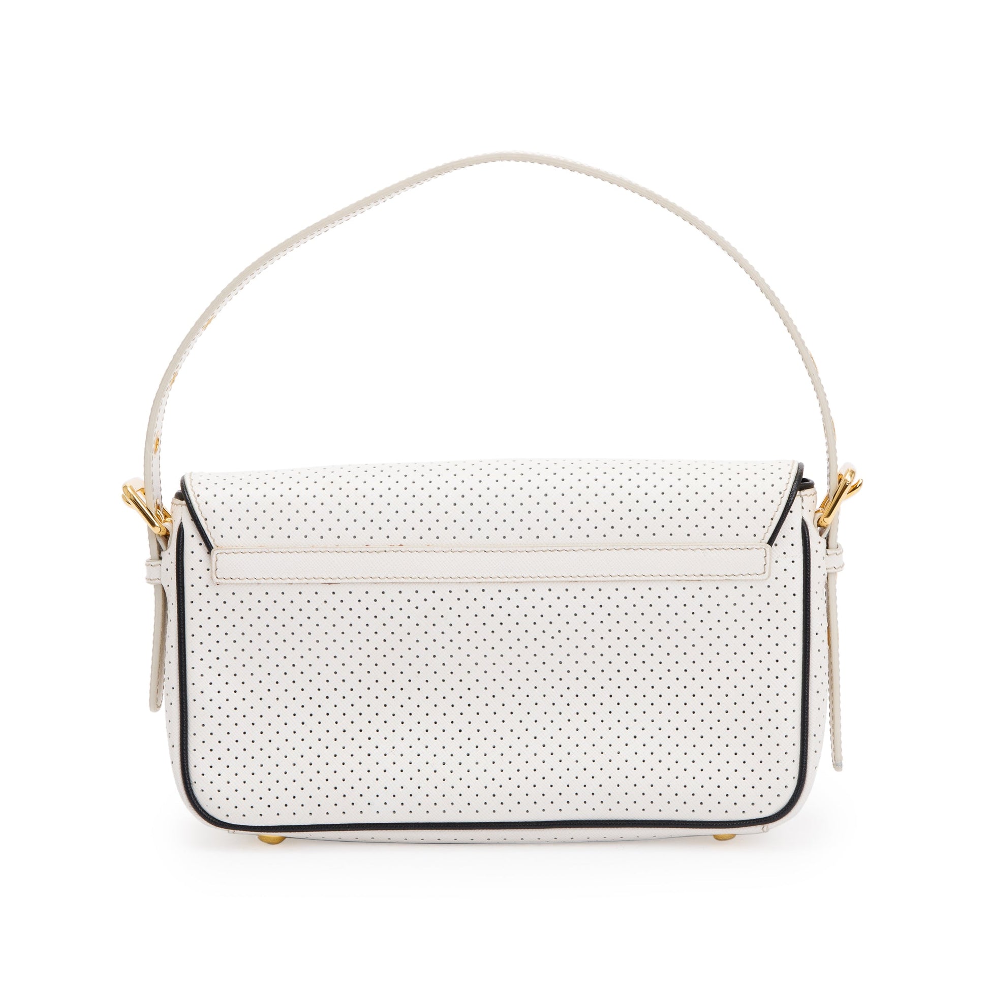 Prada Perforated Saffiano Fori Baguette Bag Leather White Travel Bag