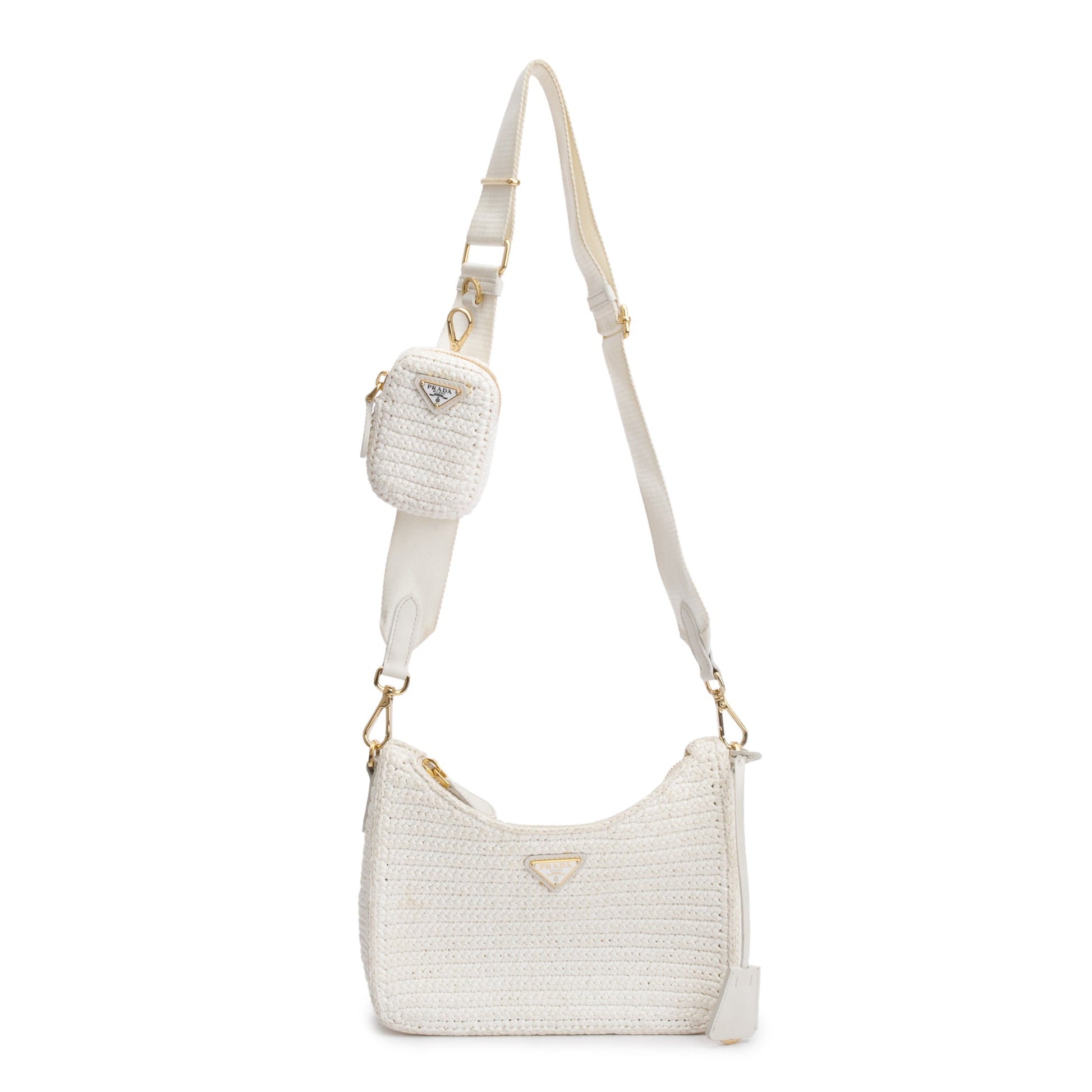 Prada Re Edition Crochet Shoulder Bag White