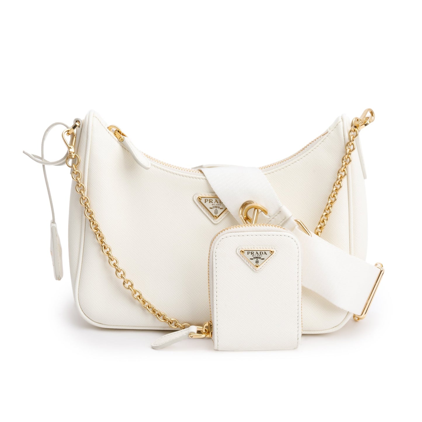 Prada Saffiano Re Edition Shoulder Bag Leather White