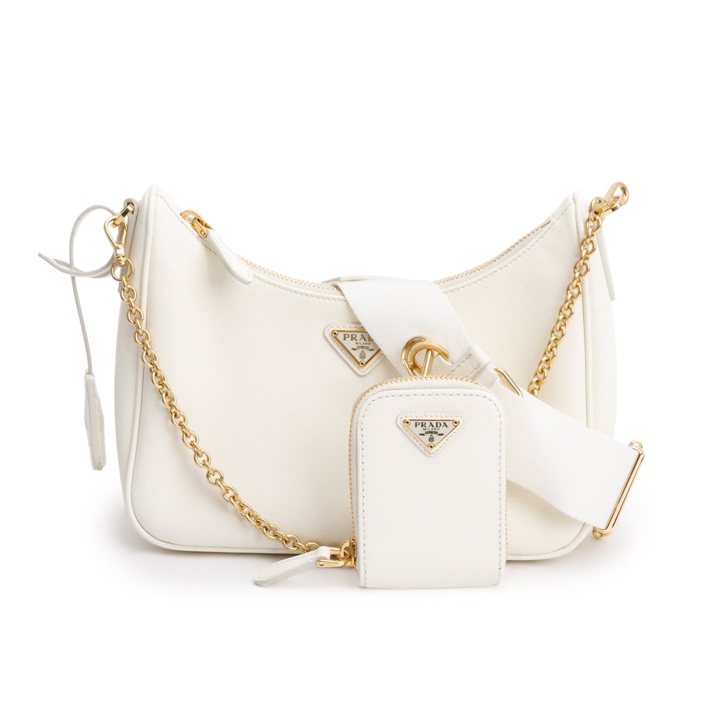 Prada Re Edition Shoulder Bag Leather Saffiano White