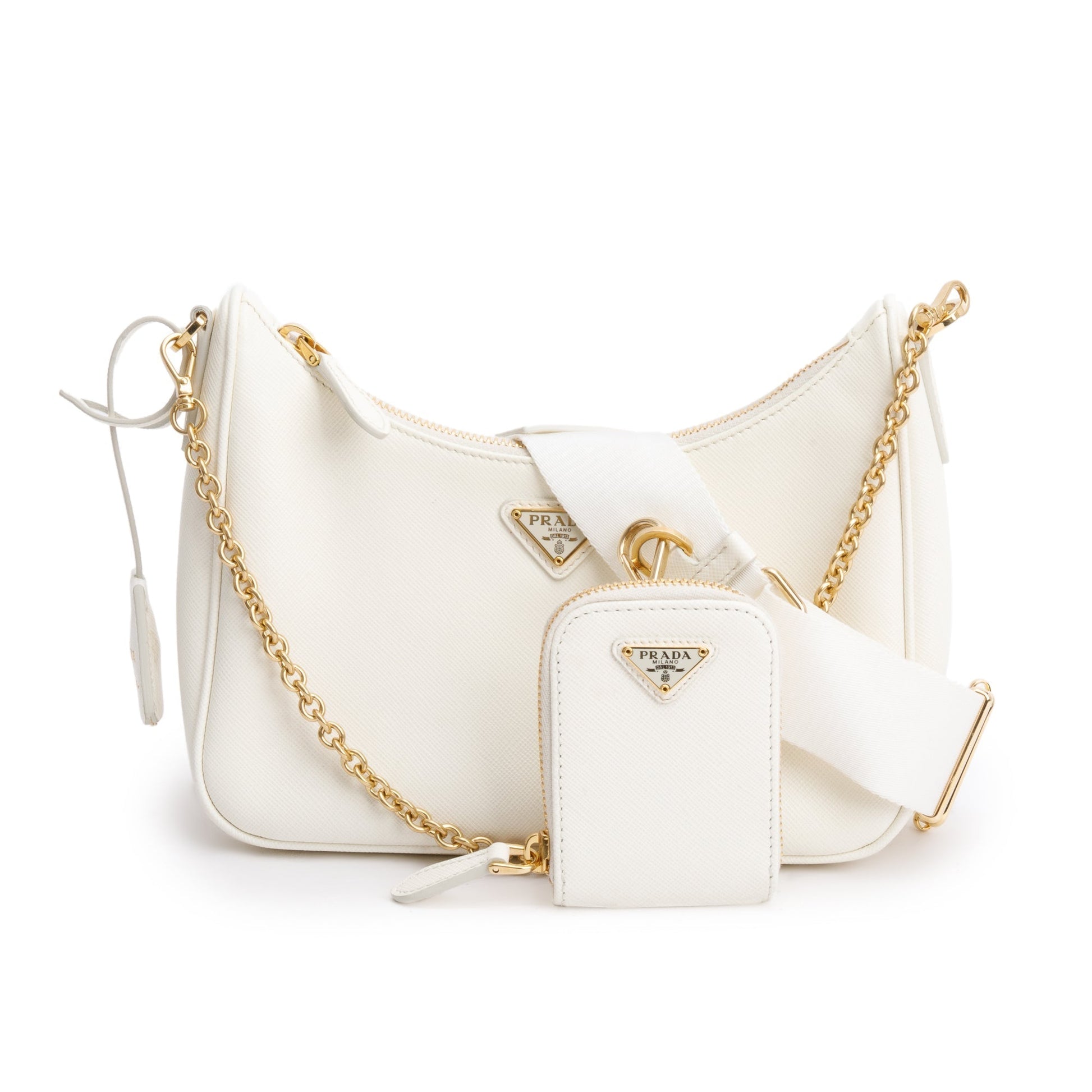 Prada Re Edition Shoulder Bag Leather Saffiano White