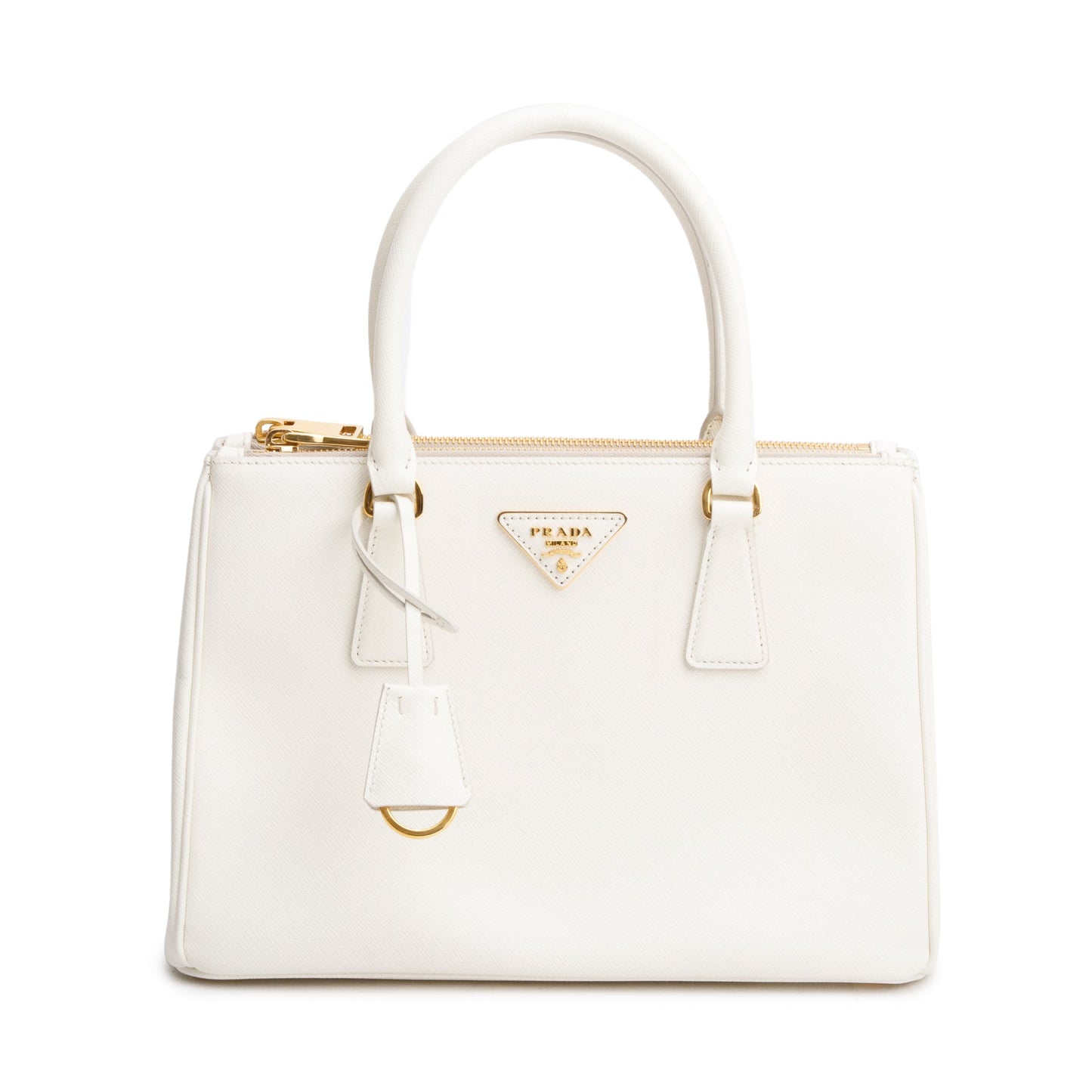 Prada Saffiano Double Zip Galleria Tote Handbag Leather White Tote Bag