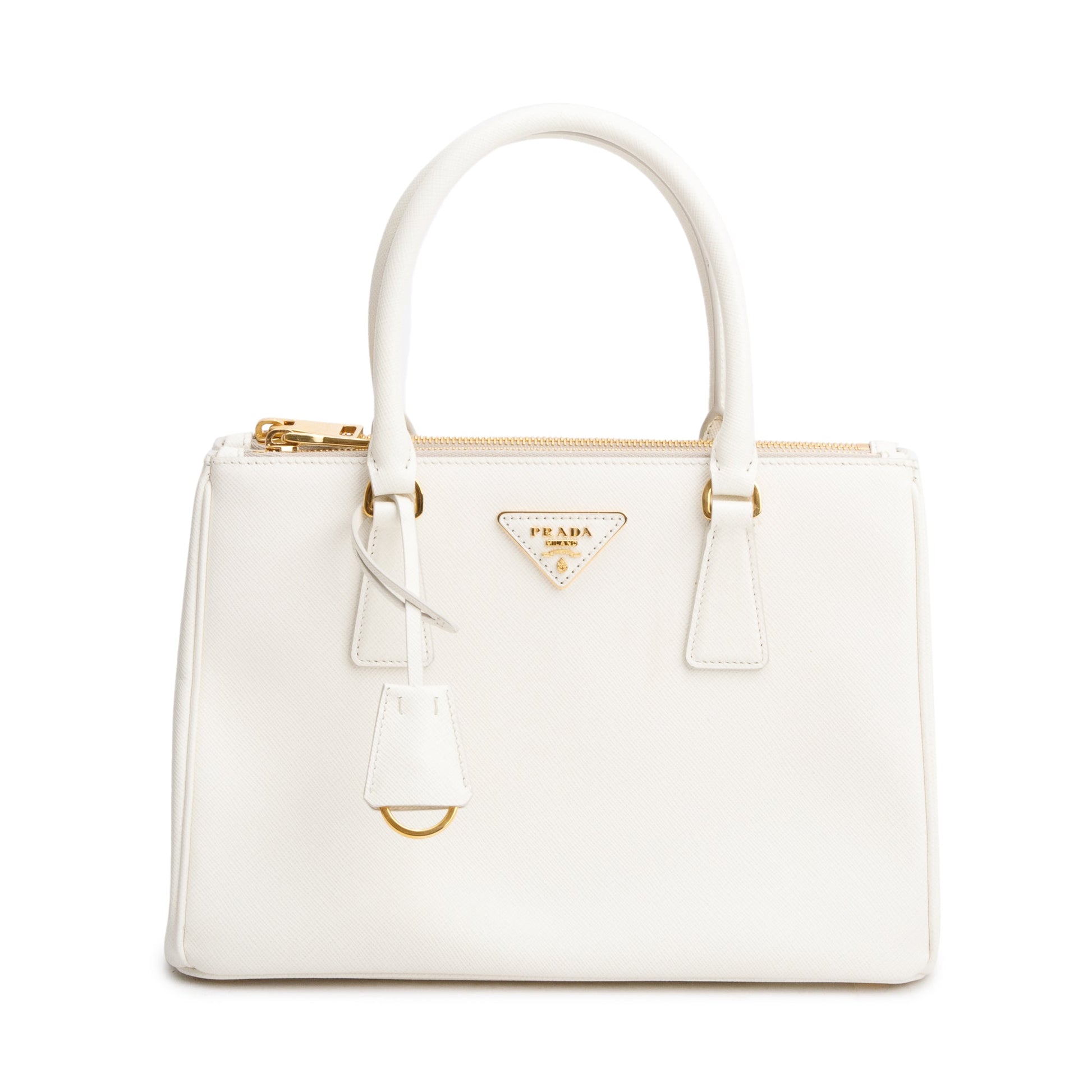 Prada Double Galleria Tote Leather Saffiano White Tote Bag
