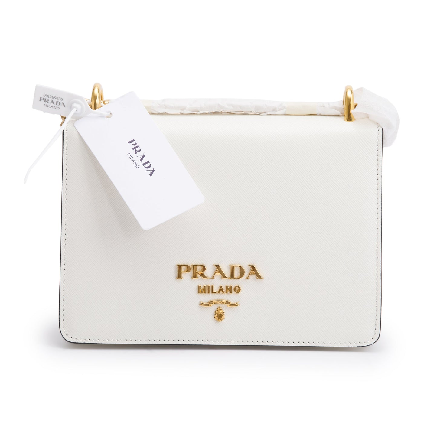 Prada Saffiano Soft Calf Crossbody Bag Leather White