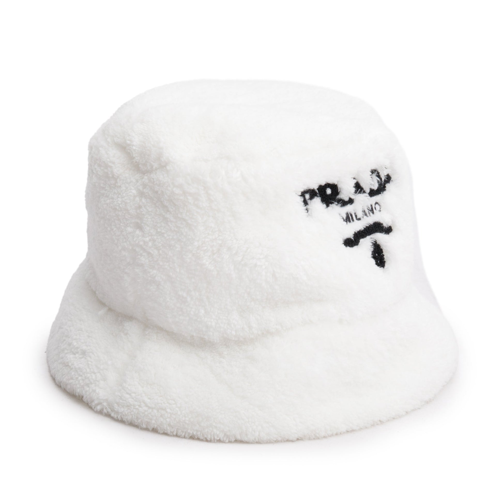 Prada Shearling Hat Handbag White Bucket Bucket Bag