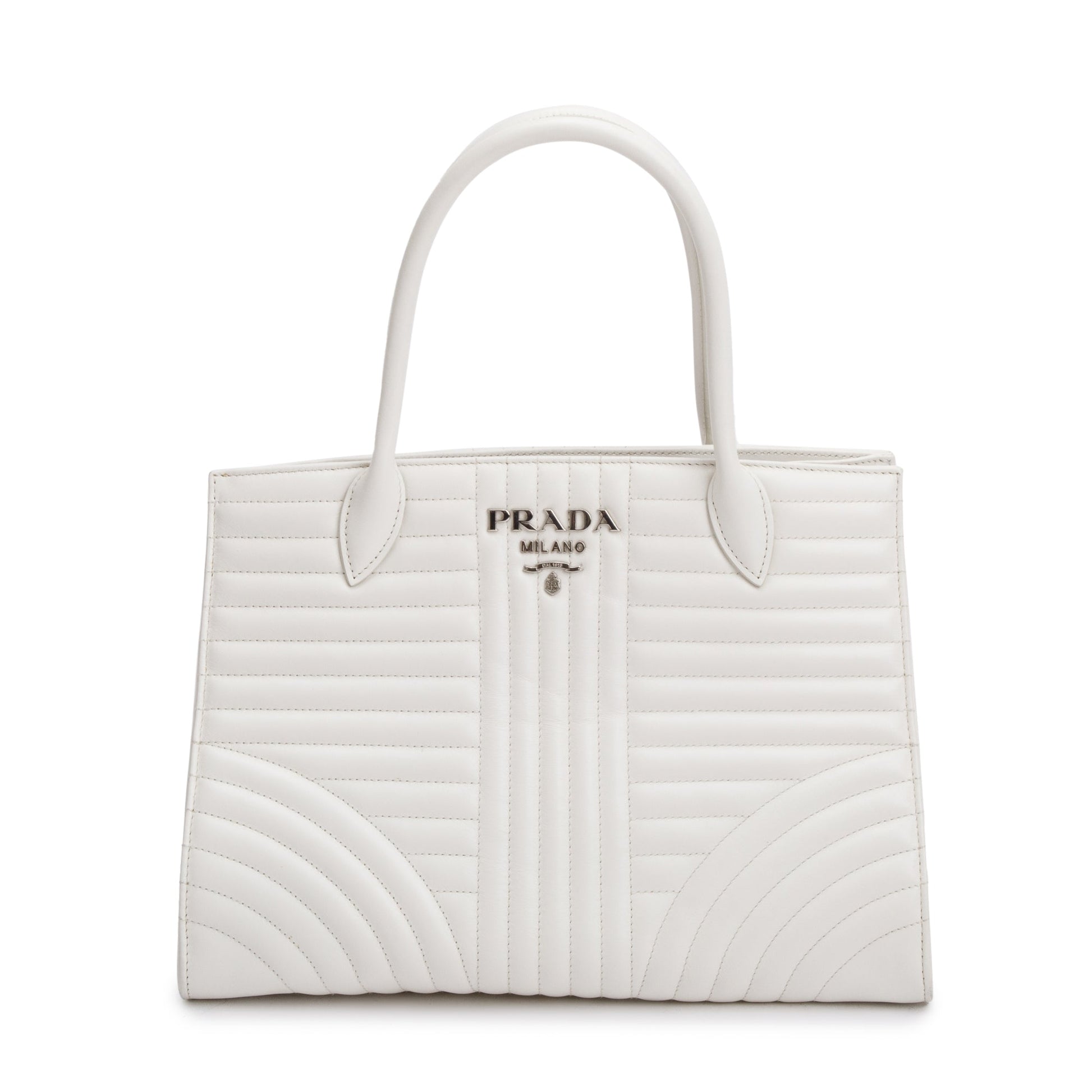 Prada Soft Calf Impunture Diagramme Tote Handbag White Tote Bag