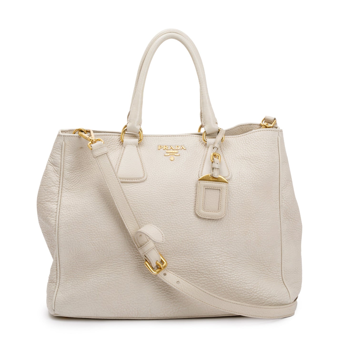 Prada Vitello Daino Tote Handbag Leather White Tote Bag