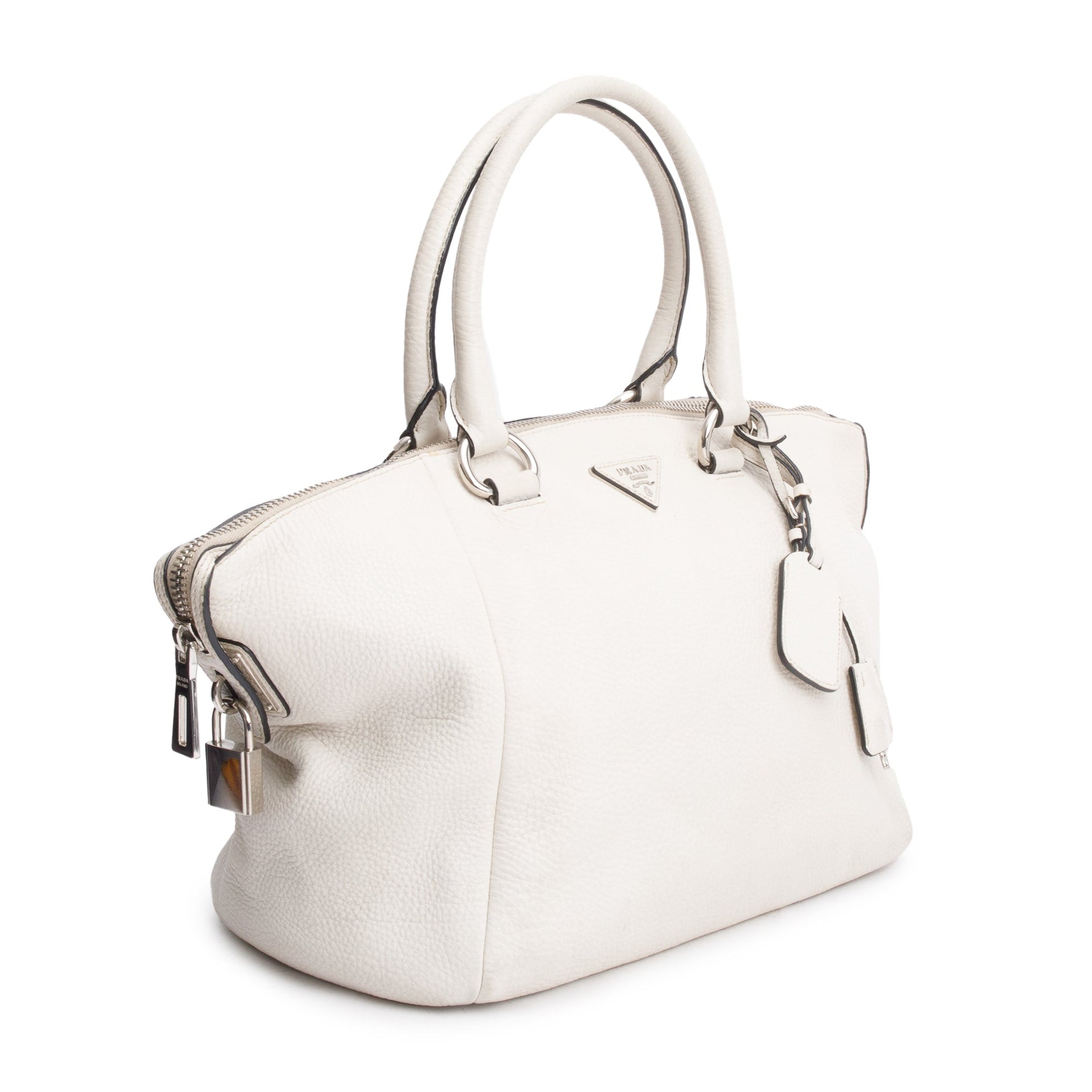 Prada Daino Tote Leather Vitello White Tote Bag