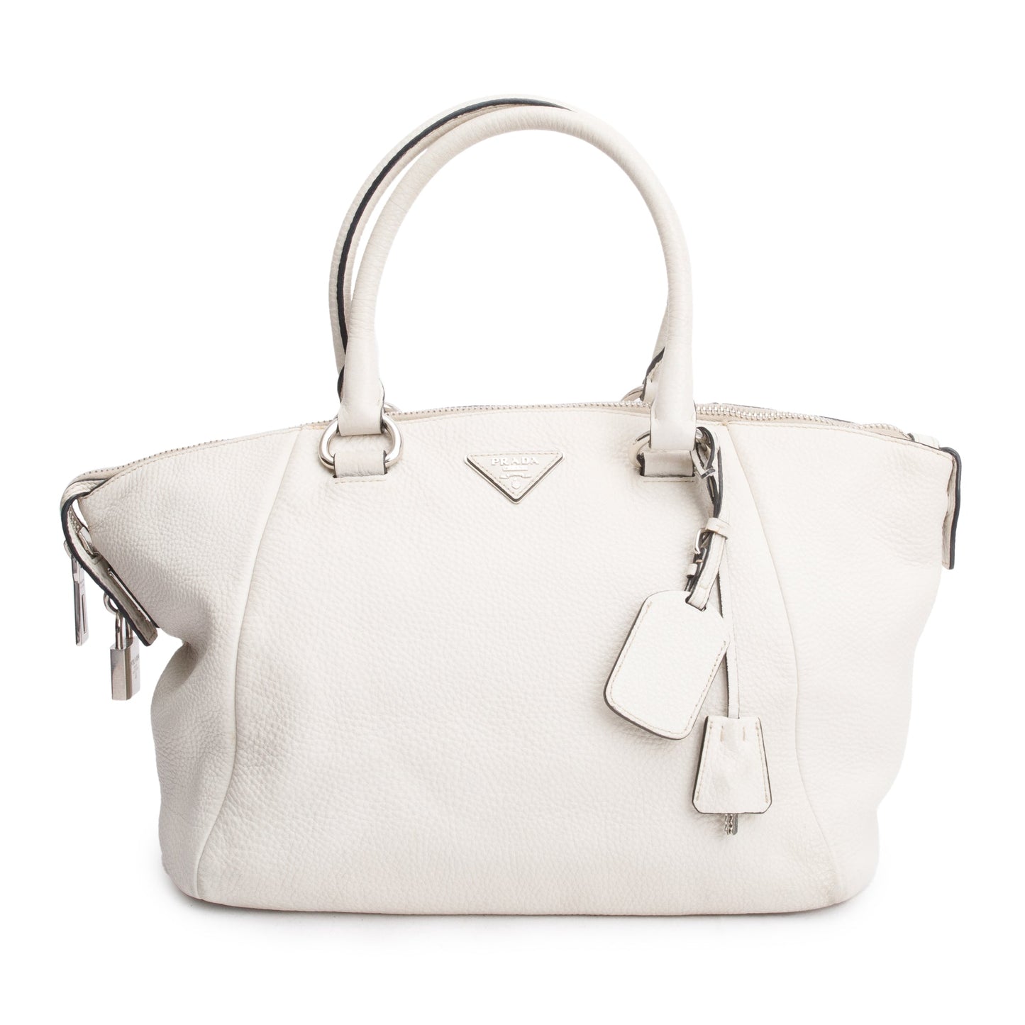Prada Daino Tote Leather Vitello White Tote Bag