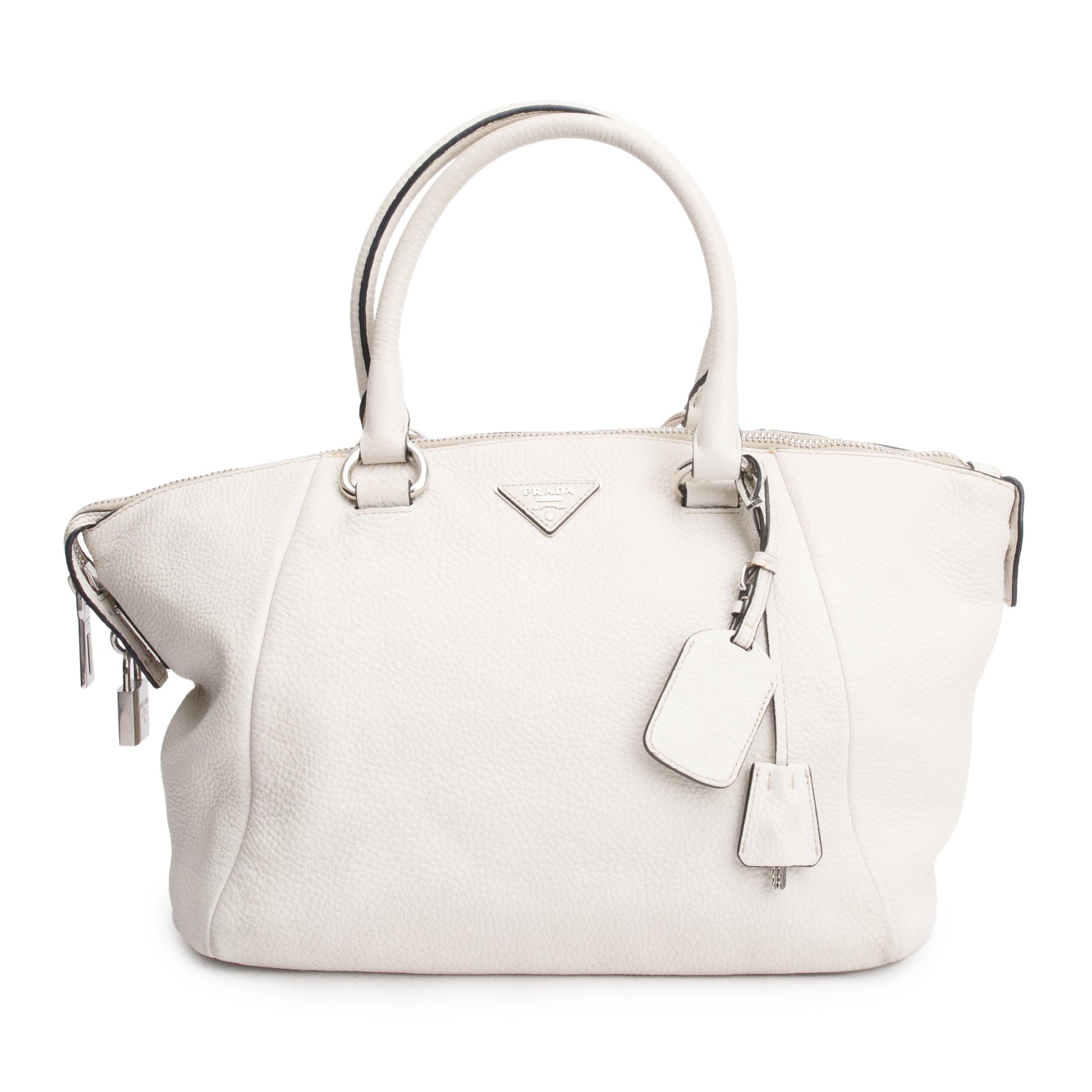 Prada Daino Tote Leather Vitello White Tote Bag