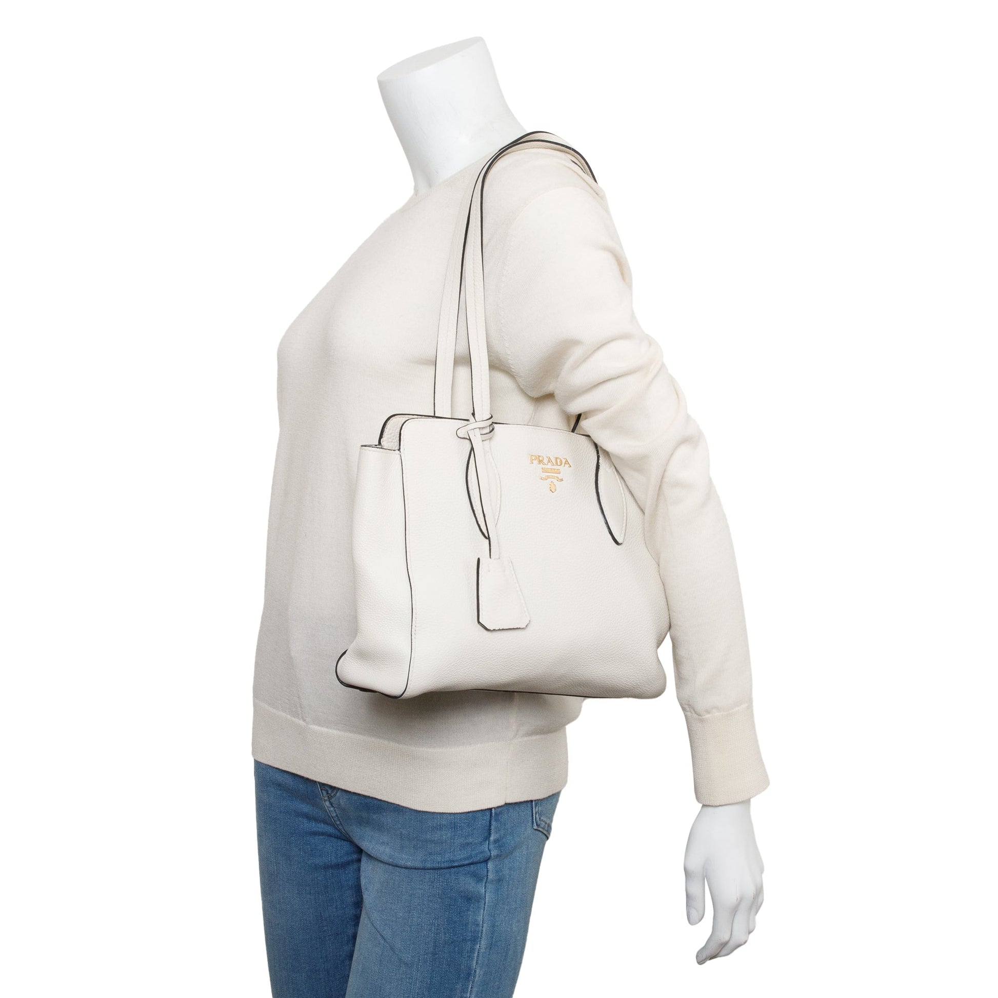 Prada Vitello Phenix Shopping Tote Handbag White Tote Bag