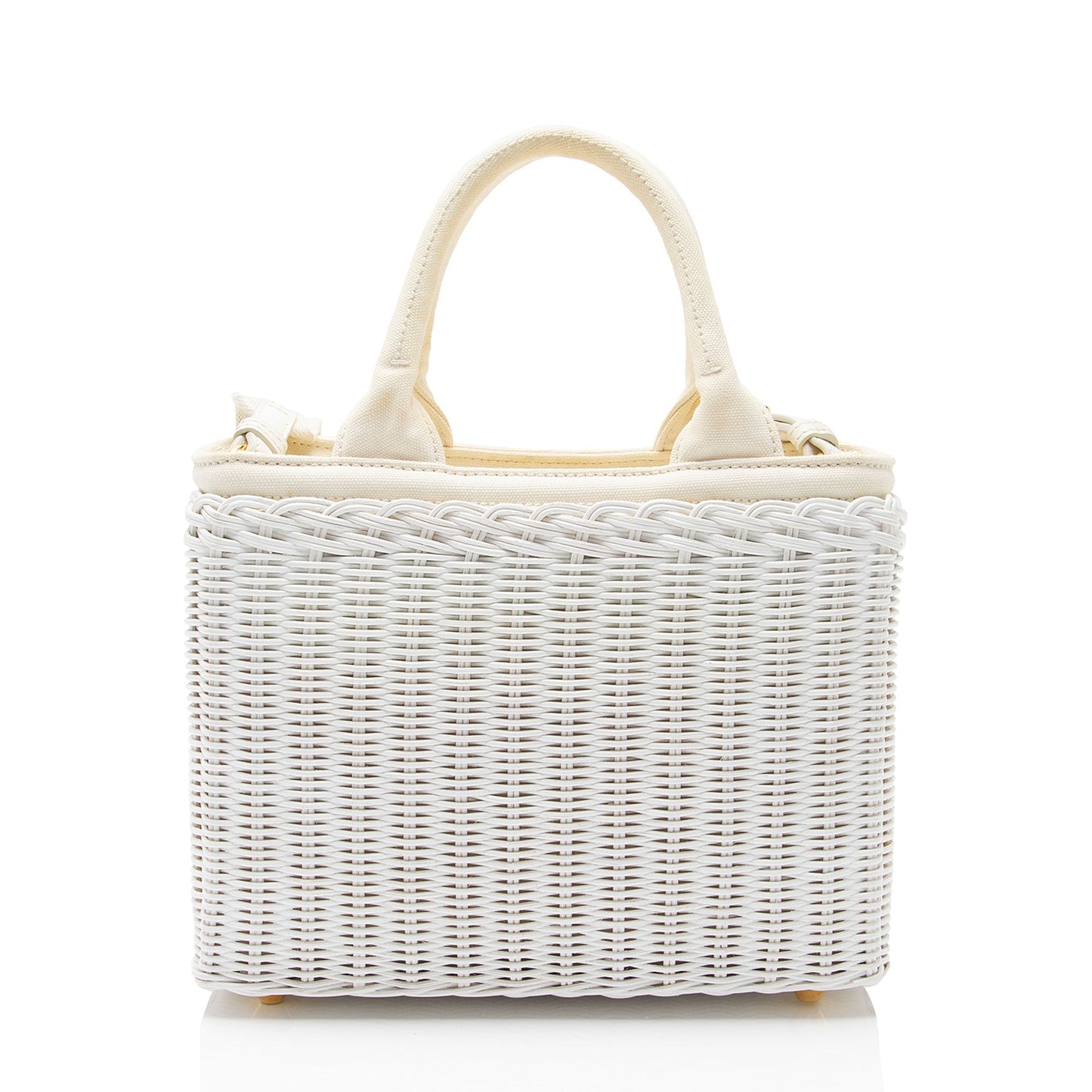 Prada Tote Canvas Wicker Small Tote Bag