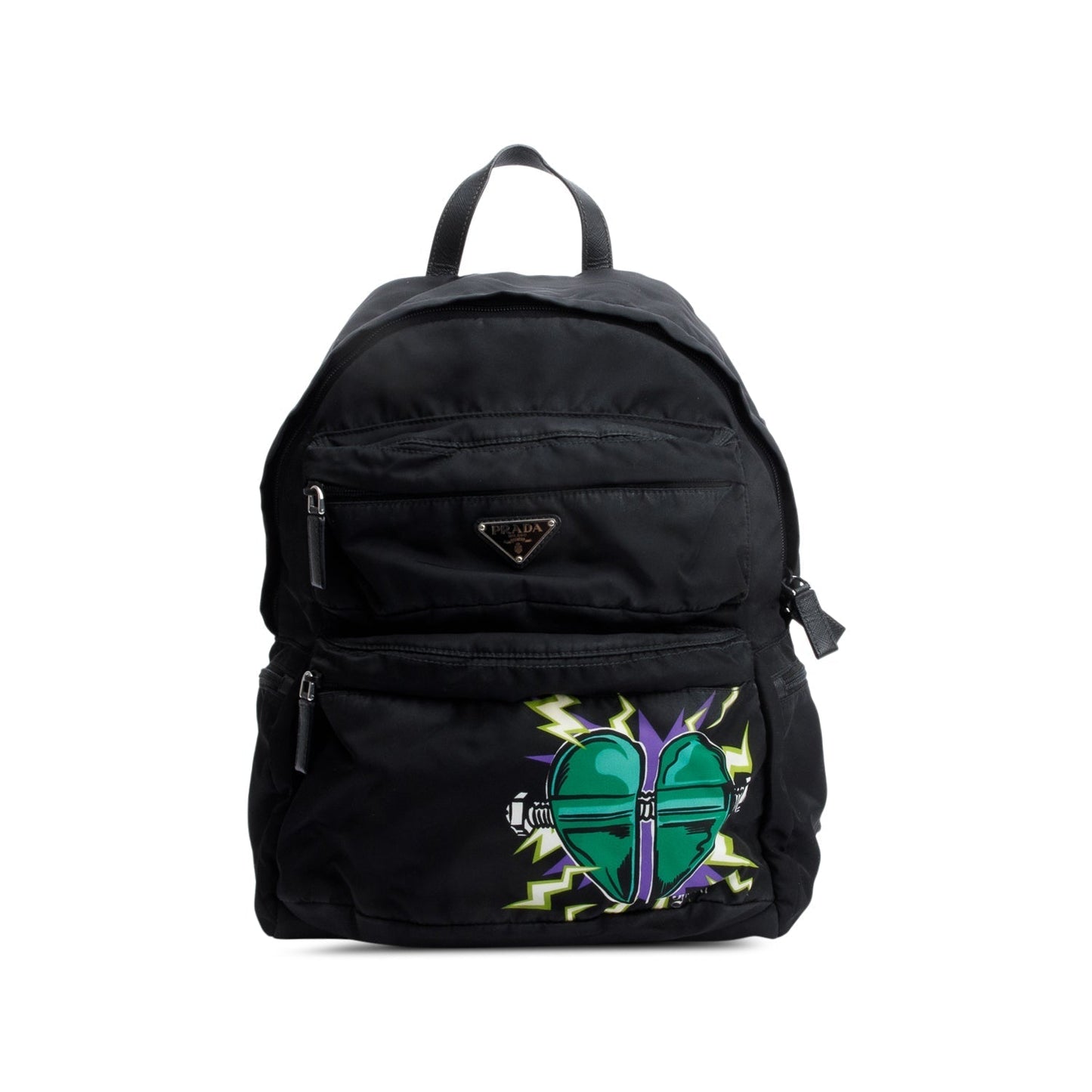 Prada Universal Studios Tessuto Frankenstein Heart Backpack Nylon Black